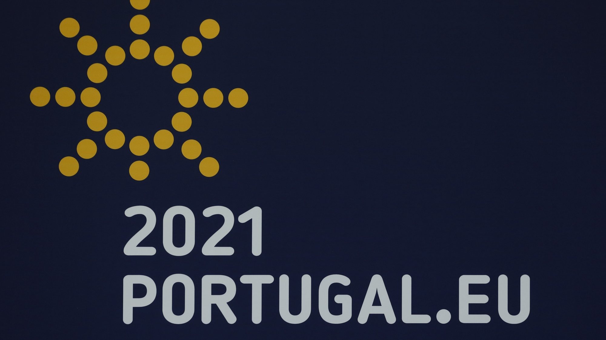 Logotipo da presidência portuguesa da União Europeia, Lisboa, 30 de dezembro de 2020. ANTÓNIO COTRIM/LUSA