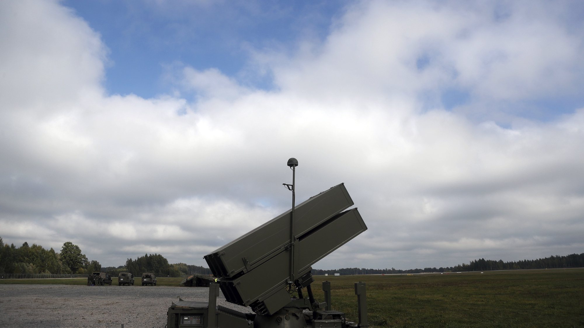 epa10209634 Spanish army air defence systems NASAMS simulates the defence during Ramstein Alloy exercise in Lielvarde Air Base, Latvia, 27 September 2022. NATO said Hungary, Germany, Czech Republic, Italy, Turkey, the United Kingdom, Estonia, Latvia and Lithuania, as well as partner Finland, will conduct the two-day third Ramstein Alloy exercise in 2022. During the exercise participating air forces flew quick reaction alert drills including Communication Loss, Slow Mover Intercept, Dissimilar Air Combat Training, Combat Search and Rescue, Close Air Support and Air-to-Air Refuelling scenarios. One special focus was on the integration of a Spanish Ground Based Air Defense Task Force into the activities. Spanish NASAMS air defence systems simulated the defence of Lielvarde Air Base against aerial attack.  EPA/TOMS KALNINS