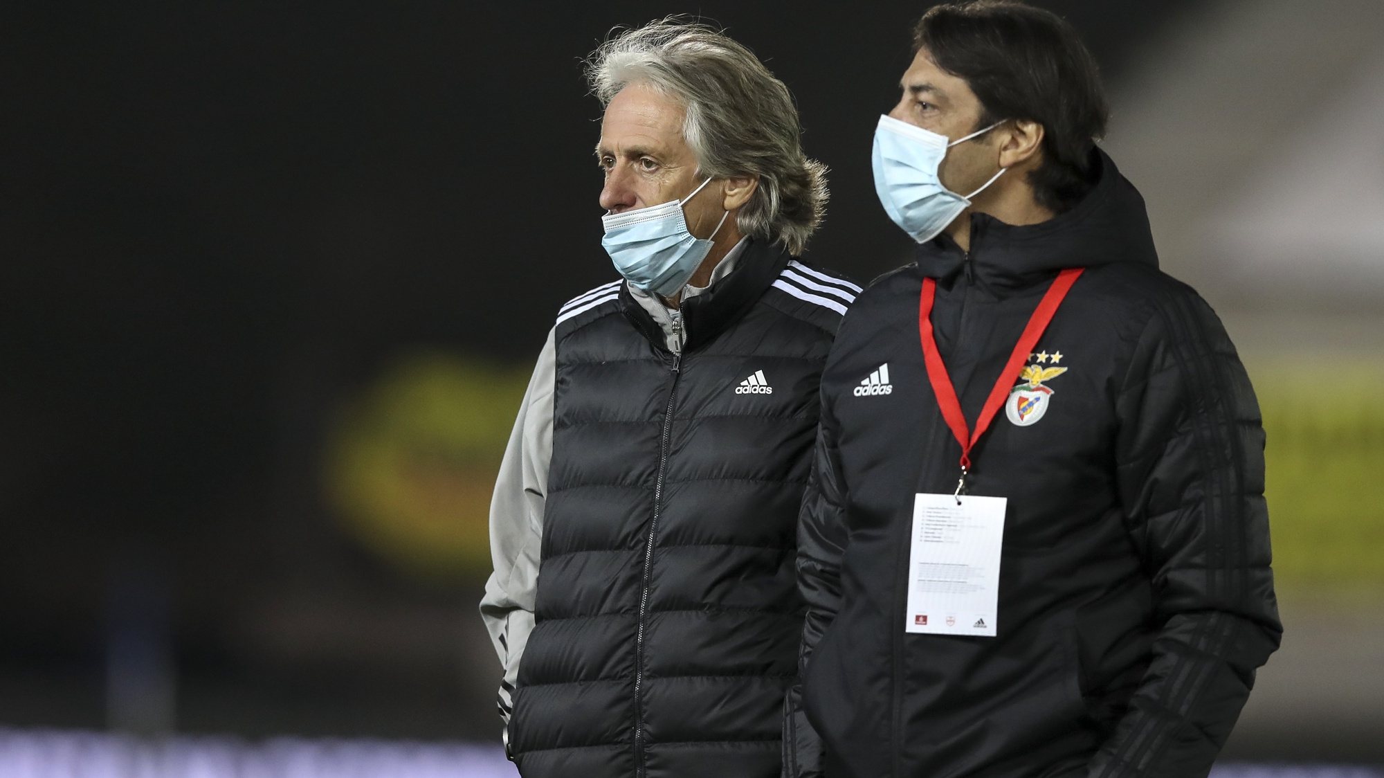 Benfica&#039;s head-coach Jorge Jesus (L) during their Portuguese Cup soccer match against Paredes, held at  Cidade Desportiva de Paredes stadium, in Paredes, north of Portugal, 21st November 2020. JOSE COELHO/LUSA