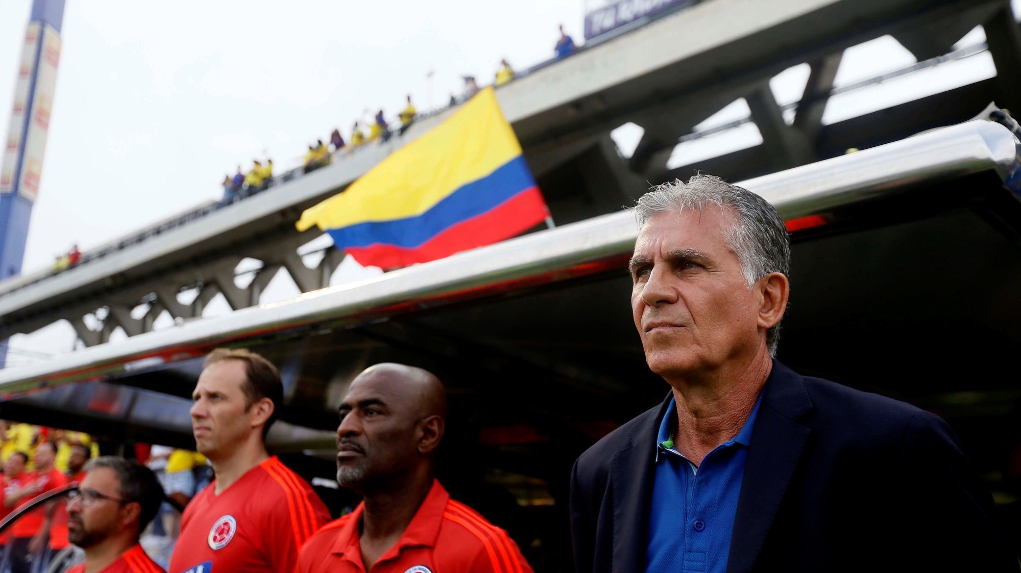 epa07915671 Colombia&#039;s head coach, Portuguese Carlos Queiroz, during an international soccer friendly match between Chile and Colombia at Rico Perez stadium in Alicante, eastern Spain, 12 October 2019.  EPA/Manuel Lorenzo