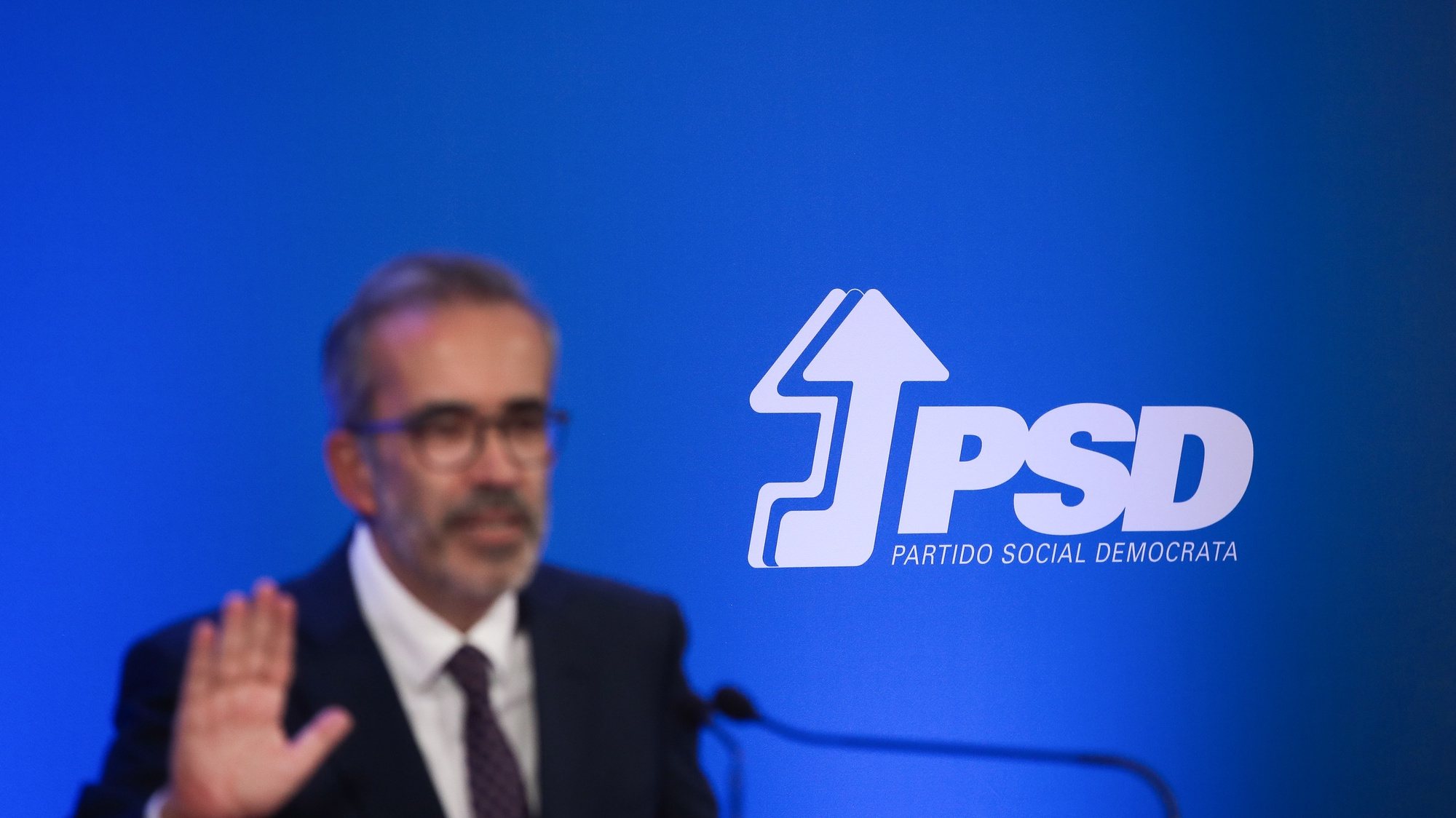 O eurodeputado do Partido Social Democrata (PSD), Paulo Rangel, durante a apresentação da sua candidatura à liderança do partido, em Lisboa, 15 de outubro de 2021. As eleições diretas do Partido Social Democrata ocorrem a 4 de dezembro. MÁRIO CRUZ/LUSA