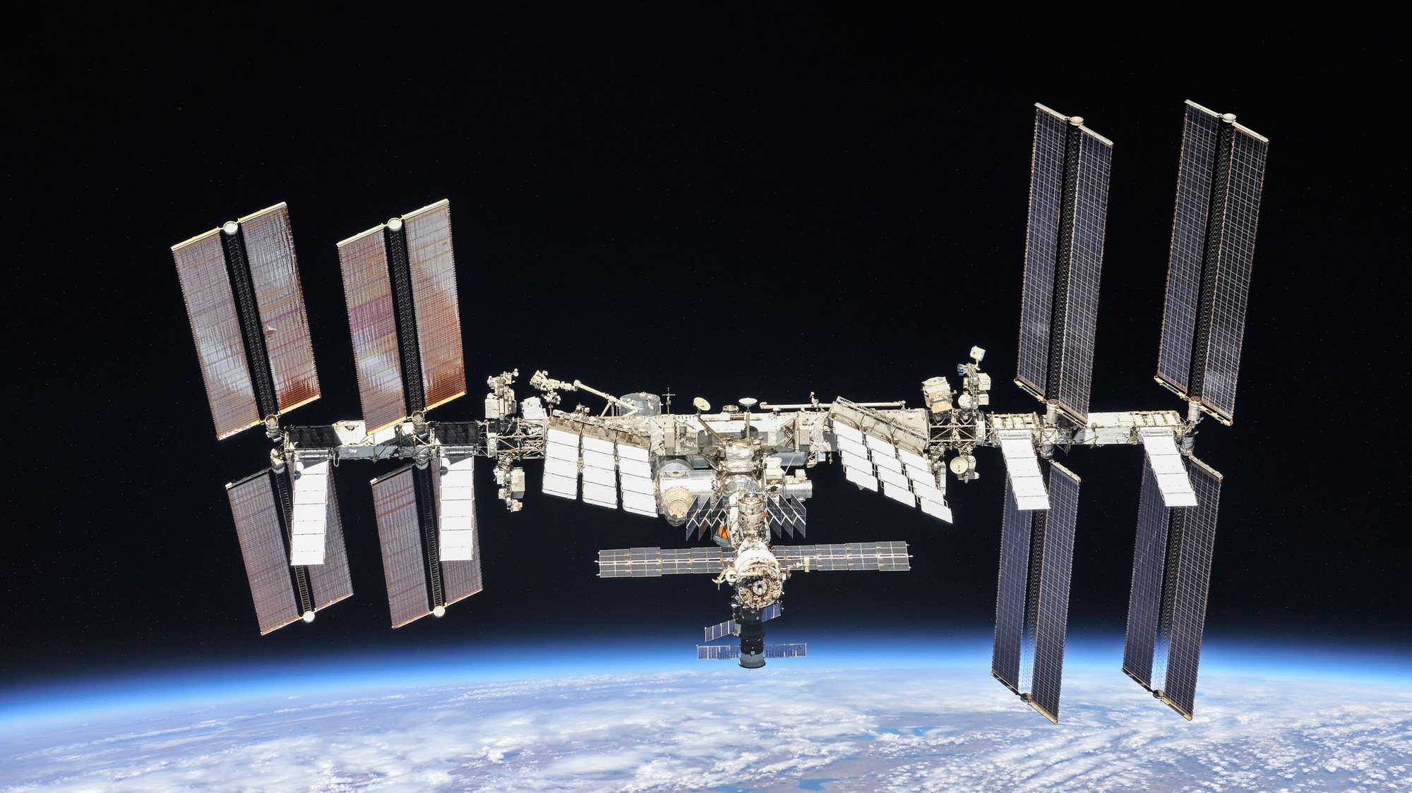epa09584865 (FILE) - An undated handout file picture made available by the National Aeronautics and Space Administration (NASA) shows the International Space Station (issued 16 November 2021). NASA announced that on 15 November 2021, the International Space Station (ISS) Flight Control team was notified of indications of a satellite breakup that may create sufficient debris -- generated by a Russian Anti-Satellite (ASAT) test against one of its own satellites -- to pose a conjunction threat to the station. NASA Administrator Bill Nelson released a statement about the incident saying that due the debris generated by &#039;the dangerous Russian ASAT test, ISS astronauts and cosmonauts undertook emergency procedures for safety.&#039; A press statement by US Secretary of State Antony Blinken also condemned Russia&#039;s test.  EPA-EFE/NASA HANDOUT  HANDOUT EDITORIAL USE ONLY/NO SALES