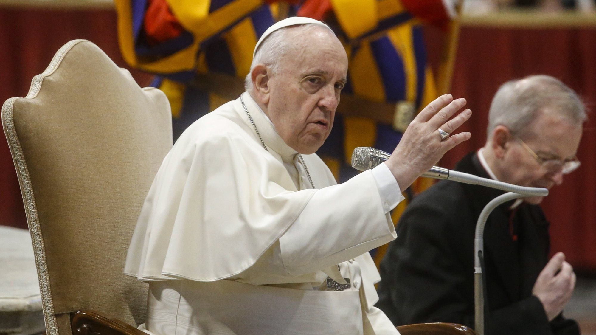 O Papa Francisco no Vaticano. 16 de março de 2022