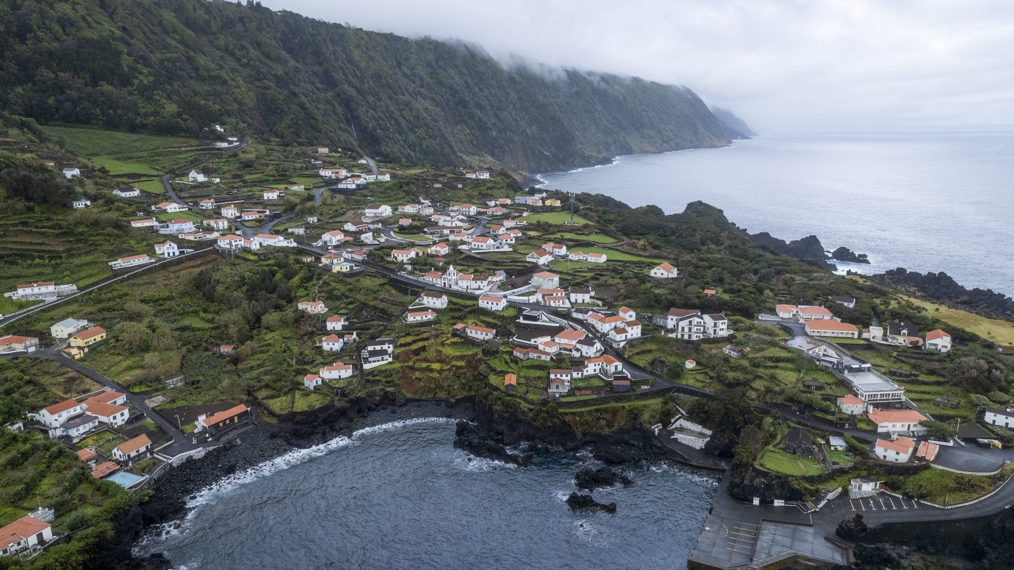 epa09851606 A view on Faja dos Cubres at Concelho de Velas, Sao Jorge island, Azores, Portugal, 26 March 2022. The island of Sao Jorge has counted about 12,700 earthquakes since 19th March, more than double of all those recorded in the Azores archipelago since 2021.  EPA/ANTONIO ARAUJO