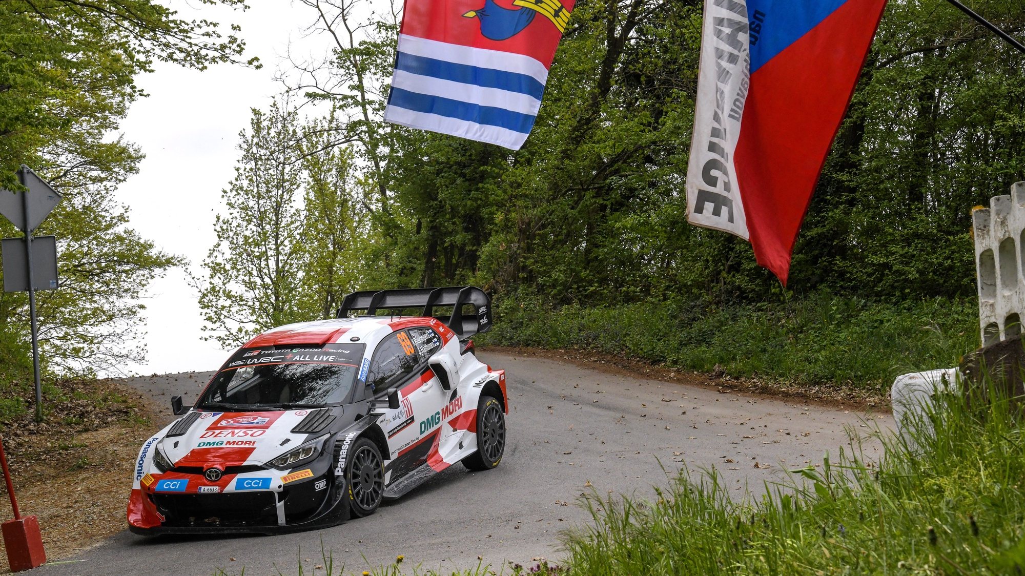 epa09900926 Kalle Rovanpera of Finland drives his Toyota GR Yaris Rally 1 during the shakedown of the Rally Croatia 2022 as part of the World Rally Championship (WRC) near Zagreb, Croatia, 21 April 2022.  EPA/Reporter Images