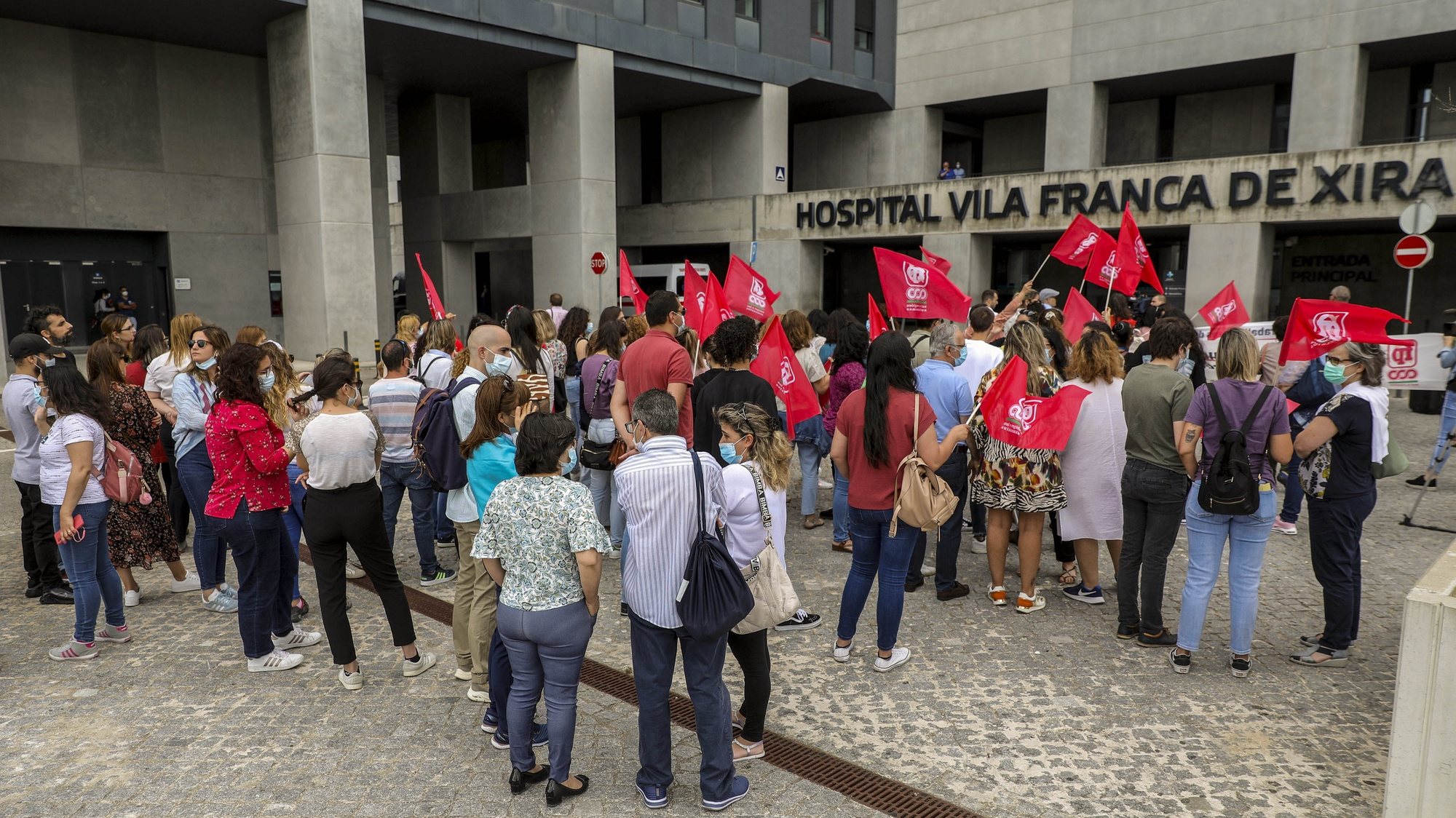 Greve de trabalhadores do Hospital de Vila Franca de Xira, em Vila Franca de Xira, 01 de junho de 2022. MIGUEL A. LOPES/LUSA