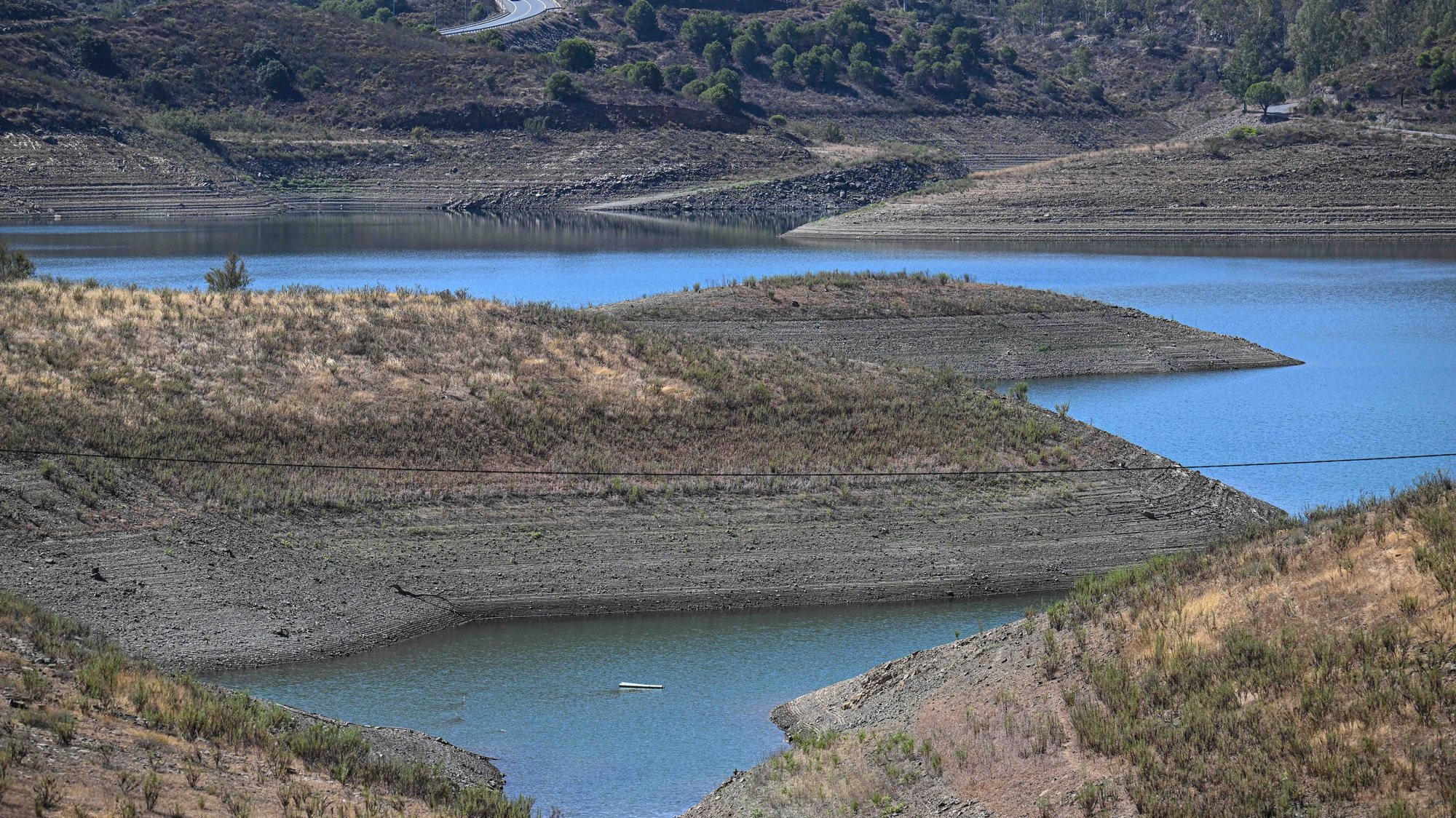 Barragem do Belhiche  com pouca água devido às consequências da seca que afeta o baixo Guadiana, Castro Marim, 11 de agosto de 2022. (ACOMPANHA TEXTO DE 12-08-22) LUÍS FORRA/LUSA
