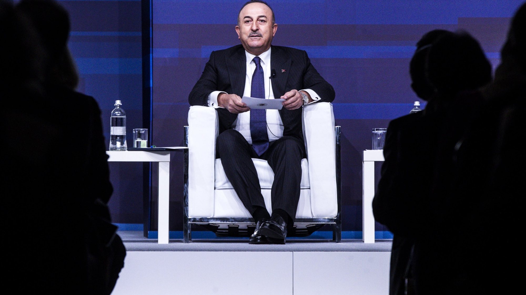 epa10344183 Turkish Foreign Minister Mevlut Cavusoglu attends a panel during the Rome Med 2022, Mediterranean Dialogues conference in Rome, Italy, 02 December 2022. The eighth edition of the MED - Rome Mediterranean Dialogues will focus on energy and food security in reference to the impact of the pandemic and war in Ukraine on the region. The annual high-level initiative, organized by the Italian Ministry of Foreign Affairs and International Cooperation and ISPI (Italian Institute for International Political Studies) in Rome, aims at addressing issues at the regional and international level.  EPA/CLAUDIO PERI ITALY OUT