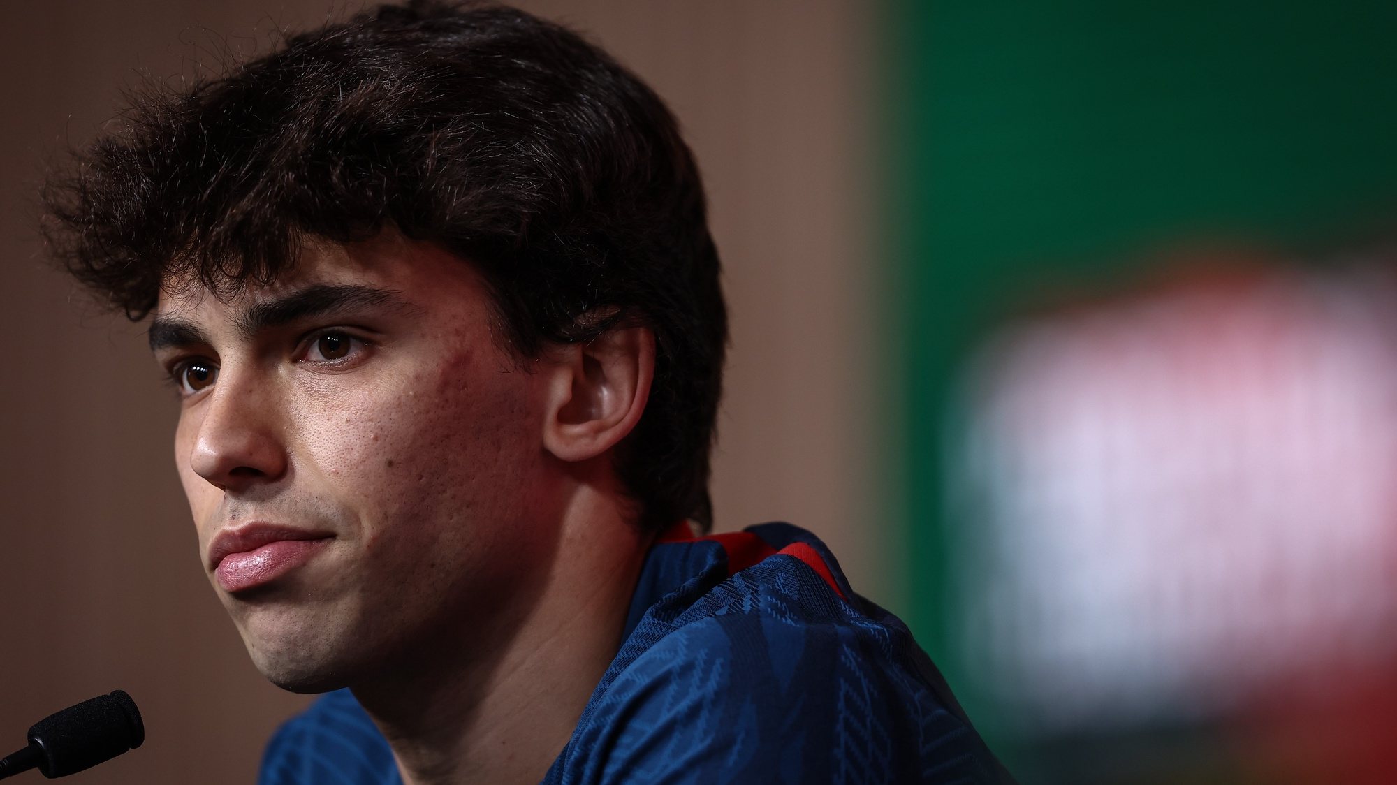 Portugal soccer team player João Felix attends a press conference at Cidade do Futebol in Oeiras, outskirts of Lisbon, Portugal, 21 March 2023. Portugal will play his Euro 2024 Group J qualifying soccer match with Liechtenstein next Thursday at Alvalade Stadium in Lisbon. RODRIGO ANTUNES/LUSA
