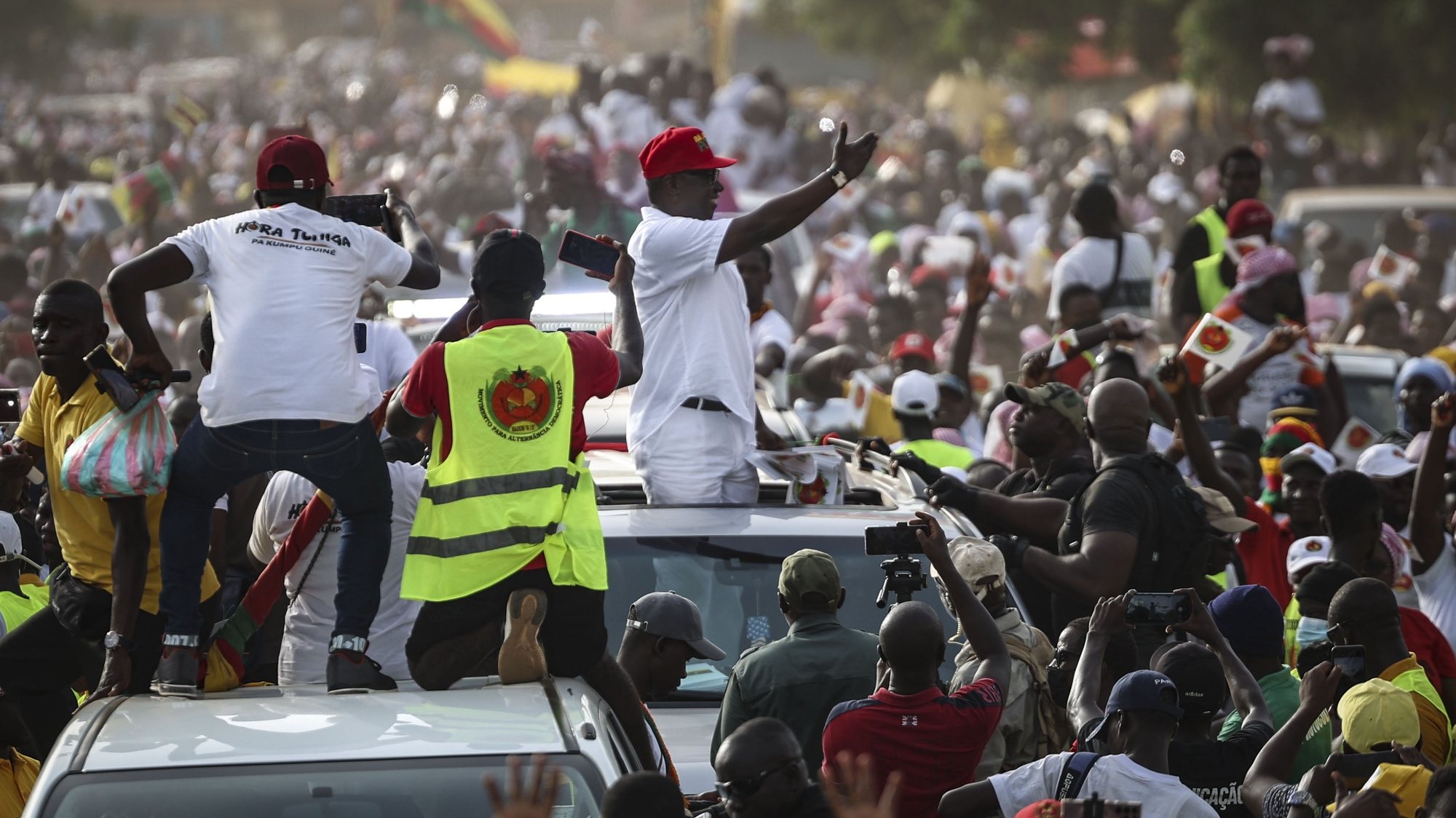 Braima Camara leader of Movement for Democratic Alternation (Madem-G15) during a rally for the Guinea-Bissau’s legislative elections, in Bissau, 28 May 2023. The polls to choose 102 deputies among 20 parties and two coalitions were scheduled 4th June 2023 following the dissolution of the National People’s Assembly (NPA) by President Umaro Sissoco Embaló in May 2022. ANDRE KOSTERS / LUSA