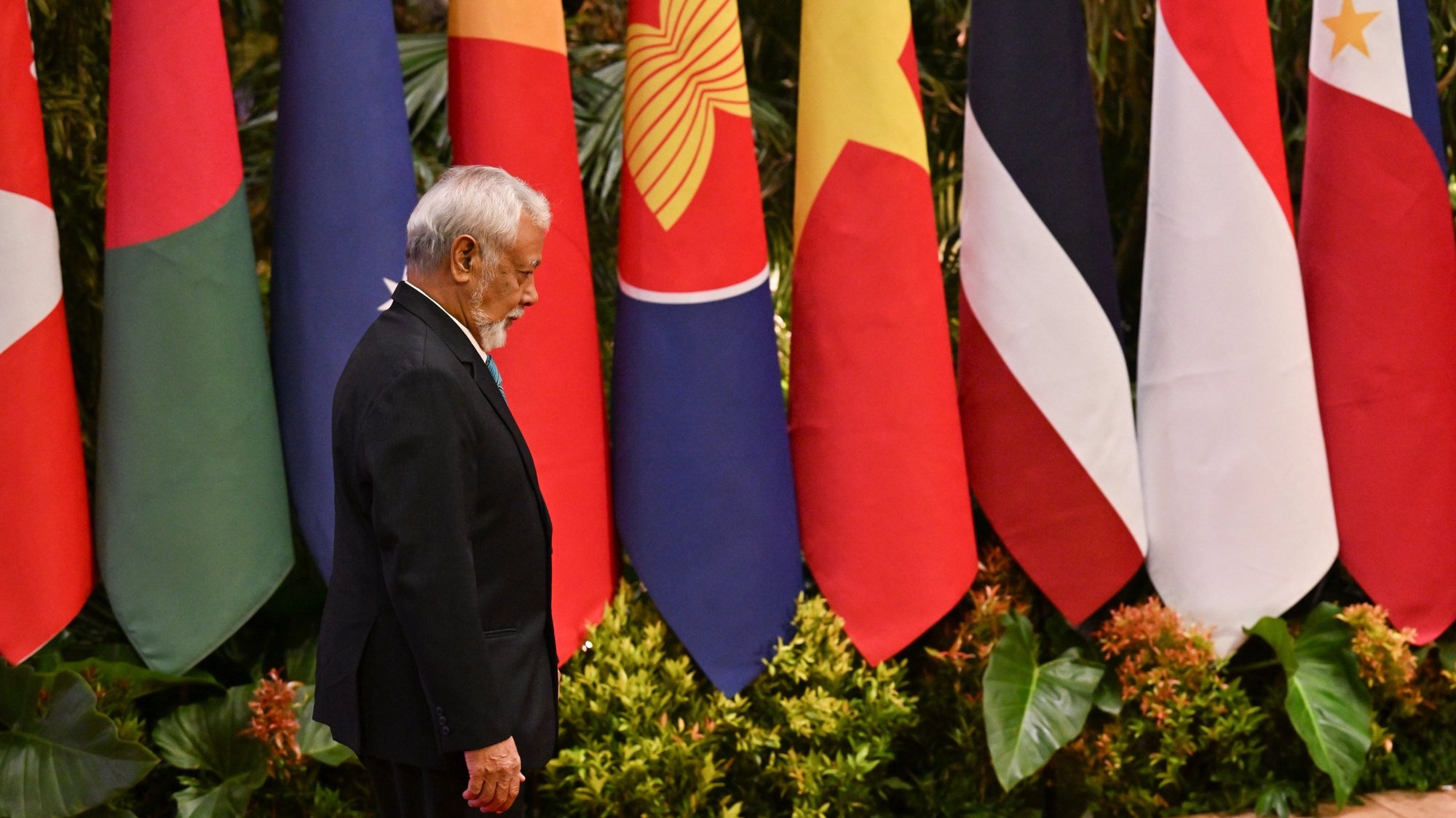 epa10840992 East Timor&#039;s Prime Minister Xanana Gusmao arrives for the 43rd ASEAN Summit in Jakarta, Indonesia, 05 September 2023. Indonesia will host the 43rd ASEAN Summit and related summits from 05 to 07 September 2023.  EPA/ADEK BERRY/POOL