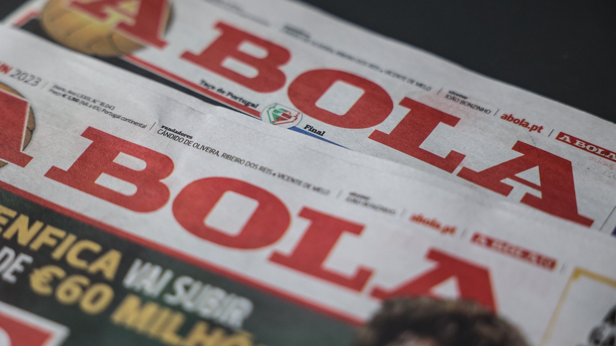 Exemplares do jornal a Bola,Lisboa, 6 de junho de 2023.MIGUEL A. LOPES/LUSA