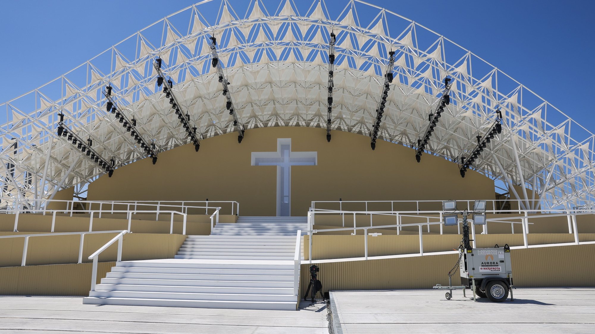 Altar Palco das Jornadas Mundiais da Juventude que irá receber o Papa Francisco, no Parque Tejo, em Lisboa, 31 de julho 2023. JOSÉ SENA GOULÃO/LUSA