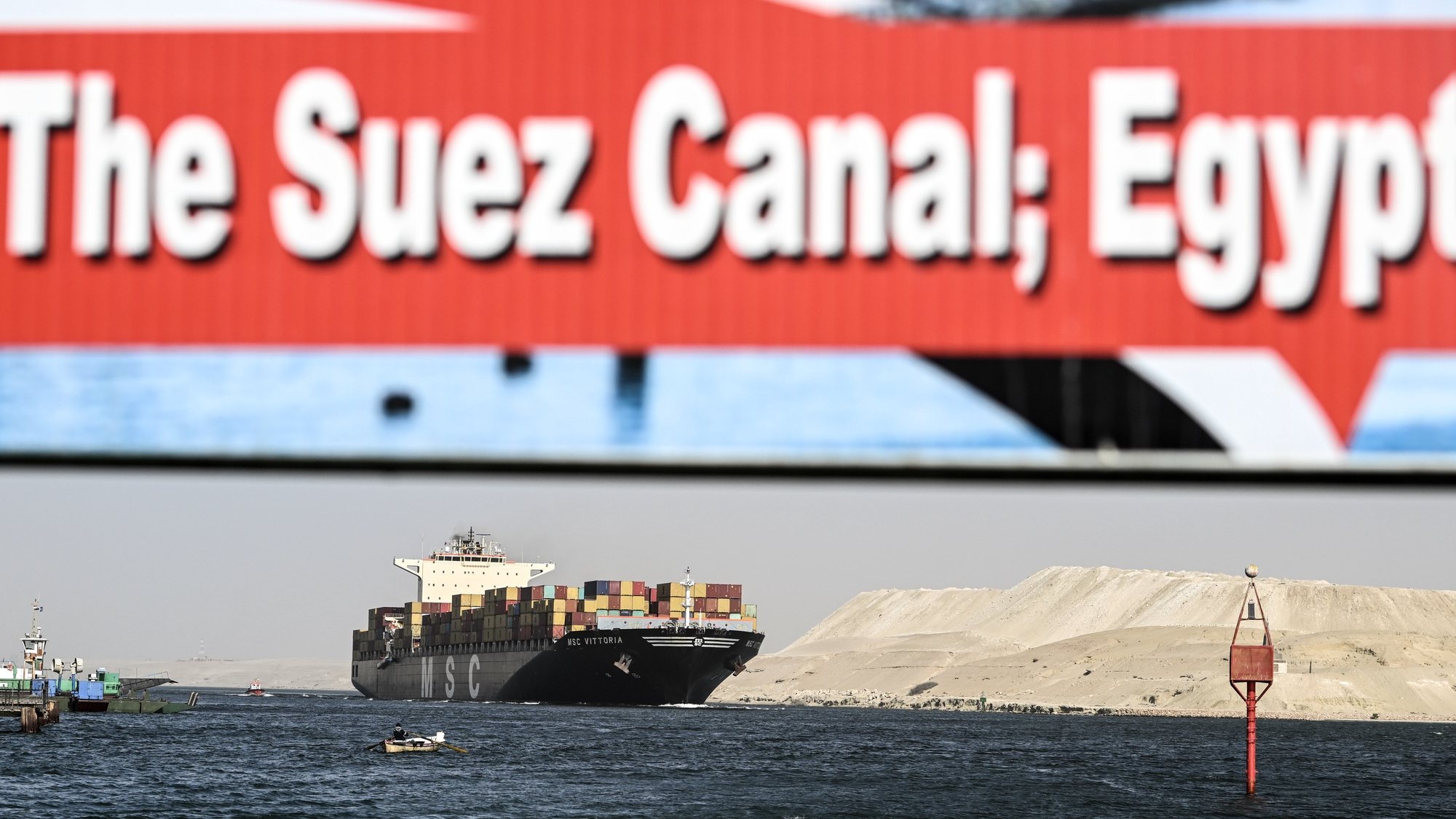 epa11040963 A Mediterranean Shipping Company (MSC) container ship crosses the Suez Canal towards the Red Sea in Ismailia, Egypt, 22 December 2023. On 18 December, the US Department of Defense announced a multinational operation to safeguard trade and to protect ships in the Red Sea, amid the recent escalation in Houthi attacks originating from Yemen, according to a press release from the U.S. Department of Defense. These attacks in recent weeks had prompted major shipping companies to reroute their operations and raised concerns of prolonged disruptions to global trade.  EPA/MOHAMED HOSSAM