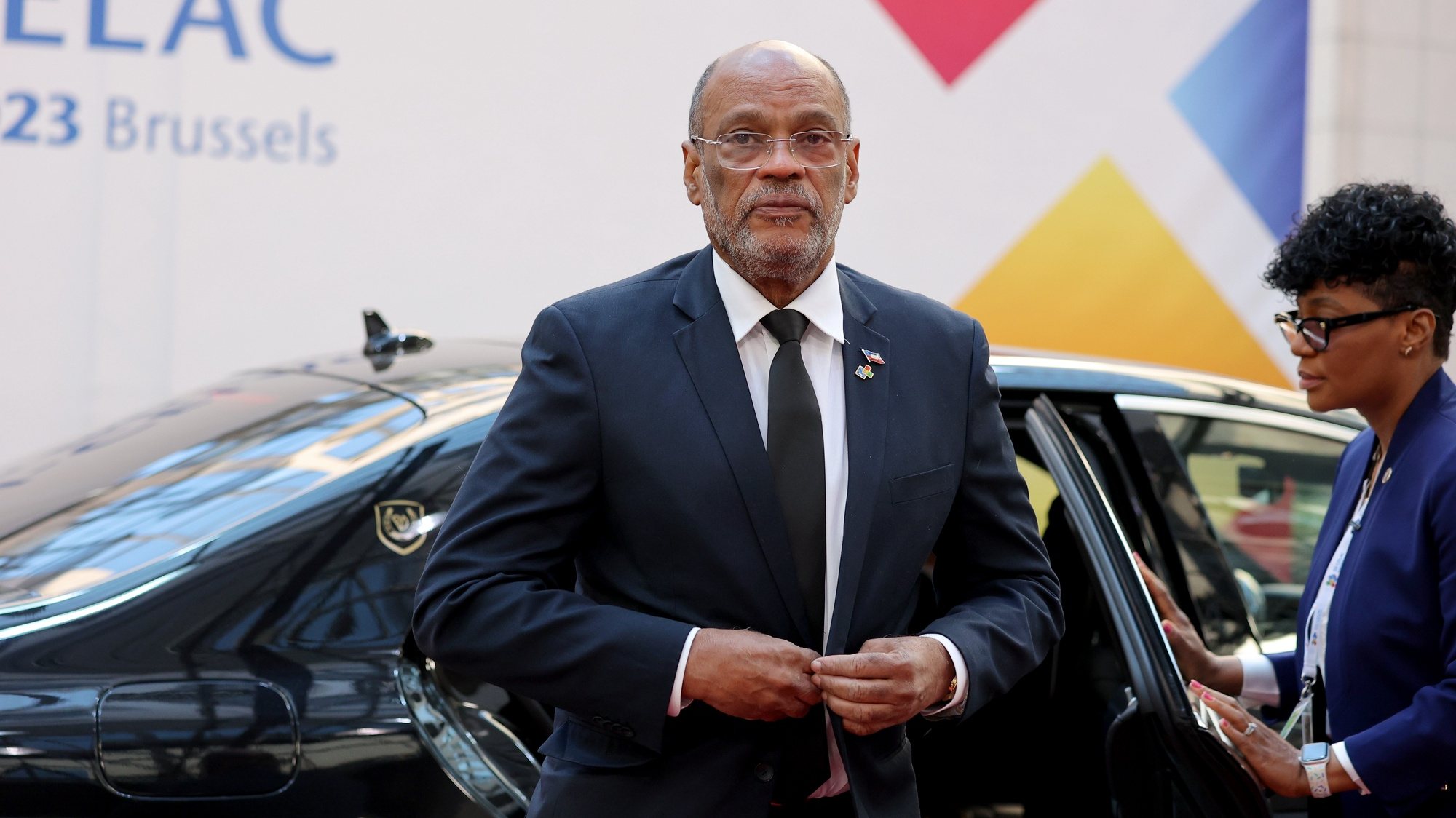 epa11215567 (FILE) - Haiti&#039;s Prime Minister Ariel Henry arrives for the second day of the EU-CELAC Summit of Heads of State and Government in Brussel, Belgium, 18 July 2023 (reissued 12 March 2024). According to a statement from the Caribbean Community and Common Market (CARICOM) regional bloc, Prime Minister of Haiti Ariel Henry resigned.  EPA/Julien Warnand