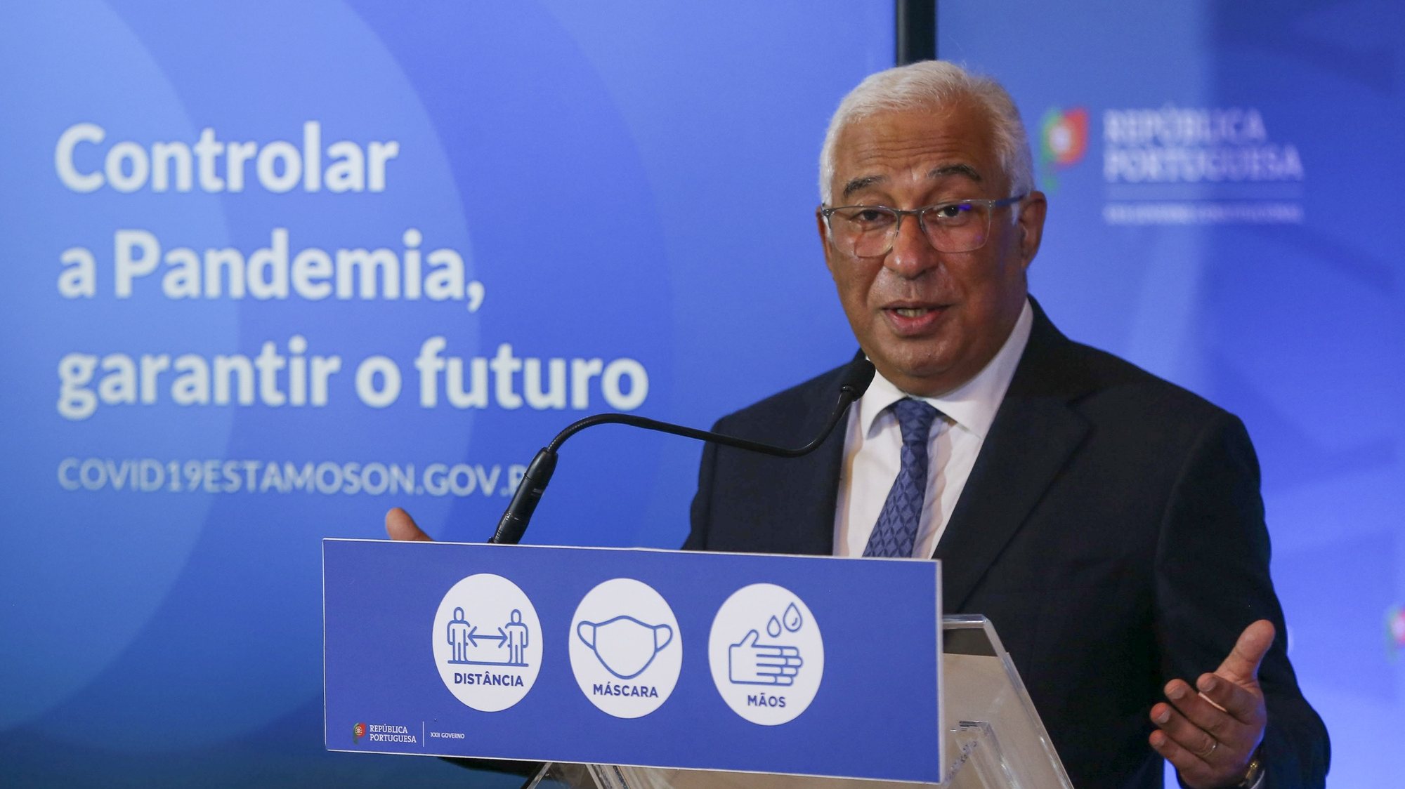 Portuguese Prime Minister Antonio Costa speaks to announce the new measures during the briefing of the Council of Ministers Meeting, at Ajuda Palace, in Lisbon, Portugal, 21 December 2021. In Portugal, since March 2020, 18,812 people have died and 1,233,608 cases of infection have been counted, according to data from the Directorate-General of Health. MANUEL DE ALMEIDA/LUSA