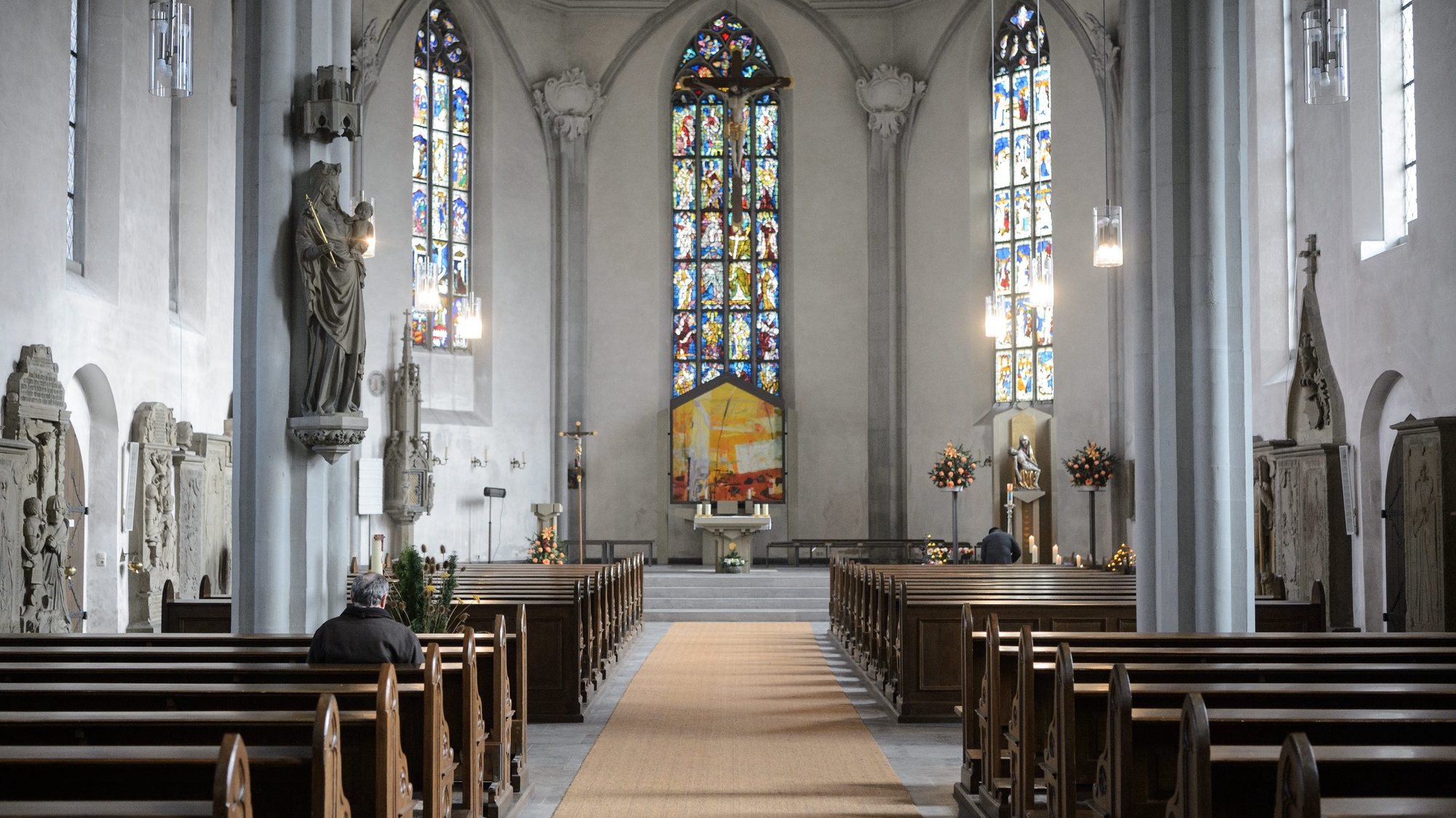 epa05763021 View of the interior of the Pilgrimage Church of Maria Sondheim in Arnstein near Wuerzburg, Germany, 31 January 2017. On early 29 January, six teenagers aged 18 to 19, including the arbour owner&#039;s two children, were found dead in the garden hut in which they held a private party. According to police, the cause of death is a suspected carbon monoxide poisoning. At the church a mourning place was installed where people can leave flowers, light candles or commemorate the dead teenagers.  EPA/DANIEL PETER