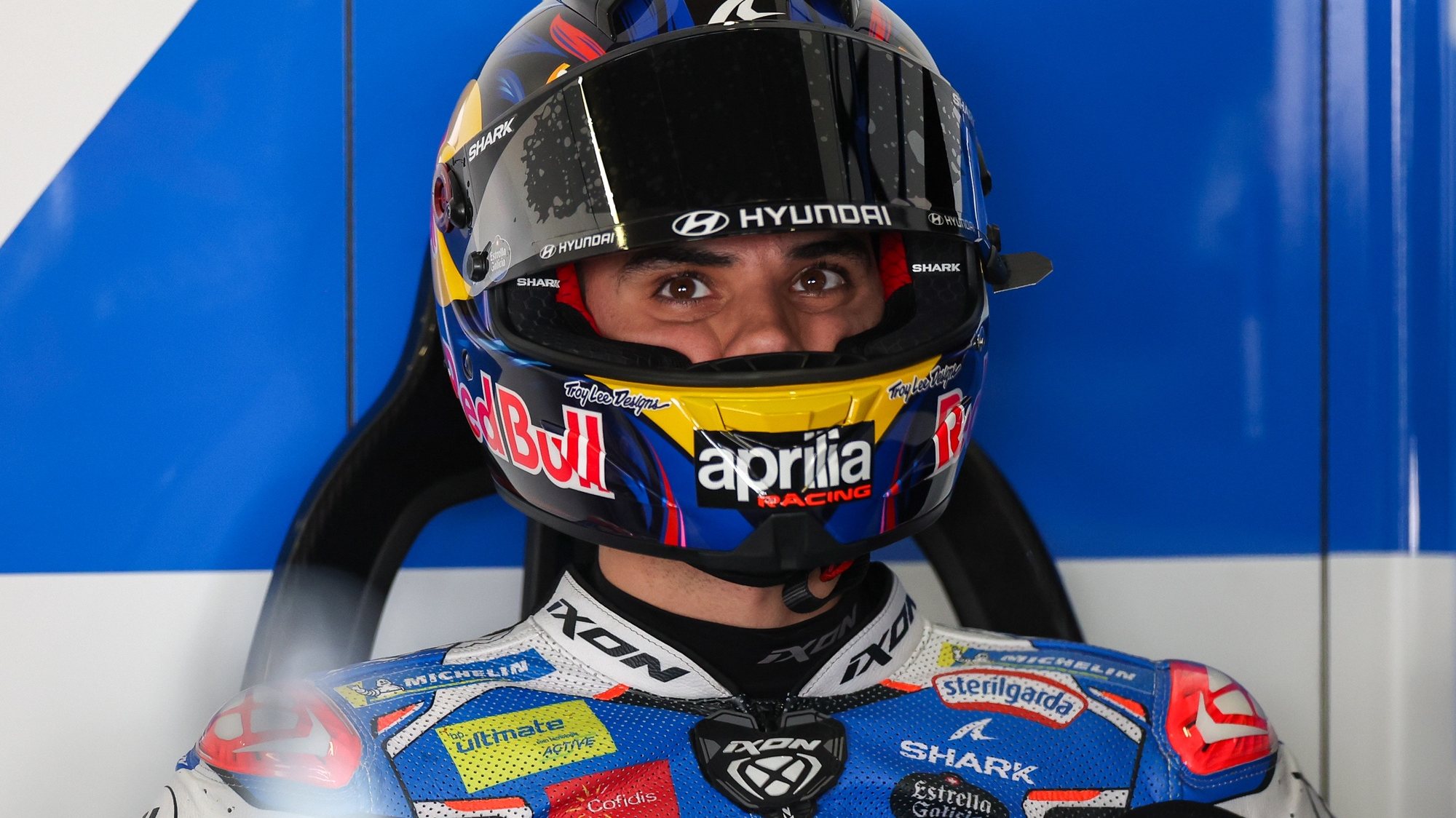 Miguel Oliveira of Portugal and Trackhouse Racing gets ready for the qualifying session of the Motorcycling Grand Prix of Portugal, in Portimao, Portugal, 23 March 2024. The 2024 Motorcycling Grand Prix of Portugal is held on 24 March. JOSE SENA GOULAO/LUSA