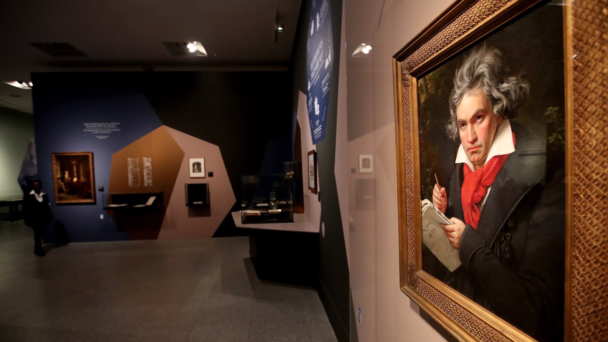 epa08069099 An portrait of German composer Ludwig van Beethoven is seen during the exhibition &#039;Beethoven World Citizen Music&#039; at the Bundeskunsthalle museum in Bonn, Germany, 13 December 2019. Ludwig van Beethoven (1770-1827) is considered one of the most famous and influential composers in the world. On the occasion of his 250th birthday in 2020, a series of concerts and commemorative events will take place all over Germany throughout the whole year.  EPA/FRIEDEMANN VOGEL