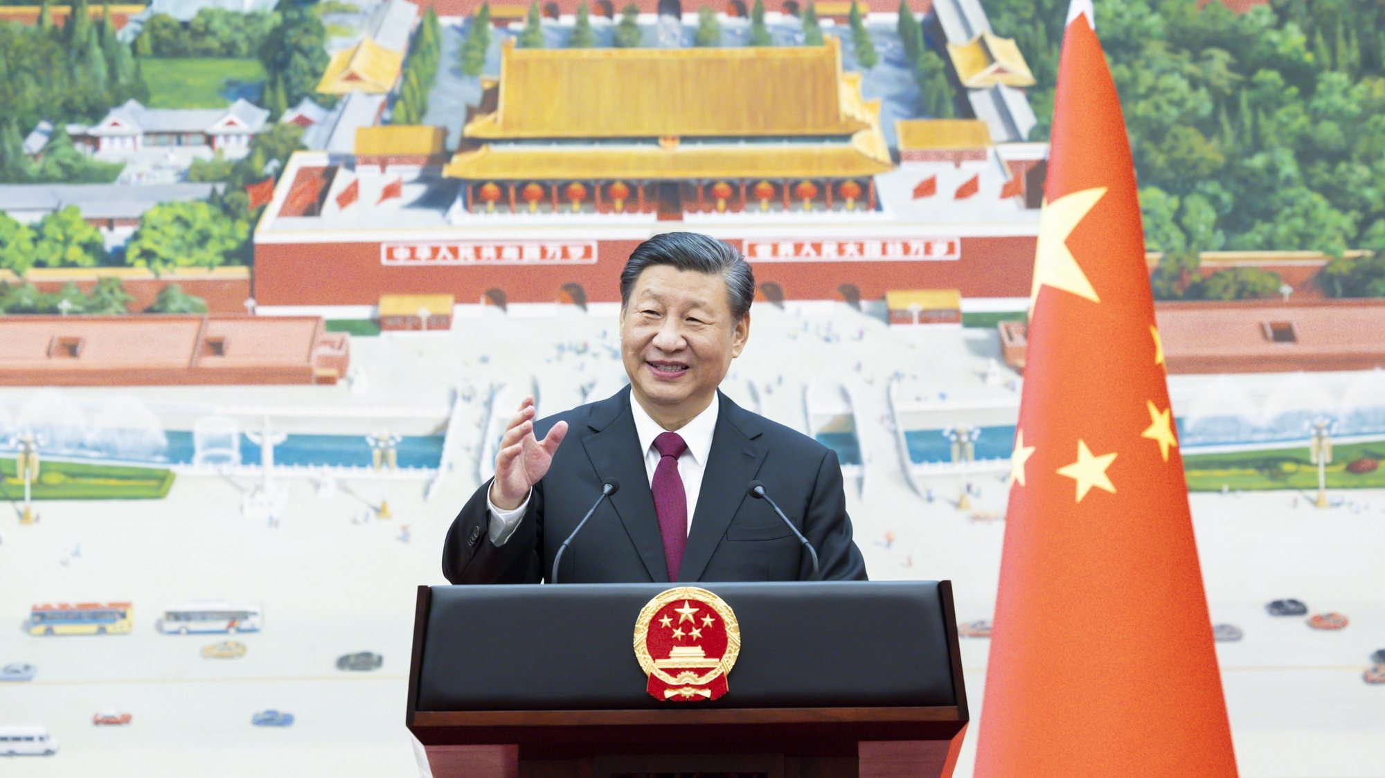 epa11114215 Chinese President Xi Jinping delivers a speech after receiving the credentials of 42 ambassadors to China at the Great Hall of the People in Beijing, China, 30 January 2024.  EPA/XINHUA / HUANG JINGWEN CHINA OUT / UK AND IRELAND OUT  /       MANDATORY CREDIT  EDITORIAL USE ONLY  EDITORIAL USE ONLY