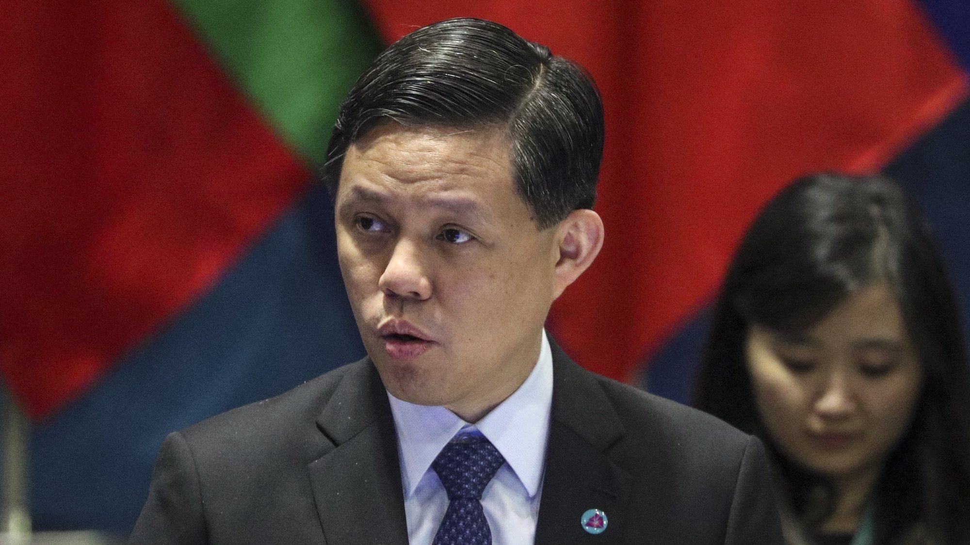 epa07160182 Singapore Minister for Trade and Industry Chan Chun Sing gestures during the 17th ASEAN Economic Community Council Meeting at the 33rd Association of Southeast Asian Nations (ASEAN) Summit and Related meetings in Singapore, 12 November 2018. Singapore is hosting the 33rd ASEAN Summit and Related Meetings under the theme &#039;Resilient and Innovative&#039; this year.  EPA/WALLACE WOON