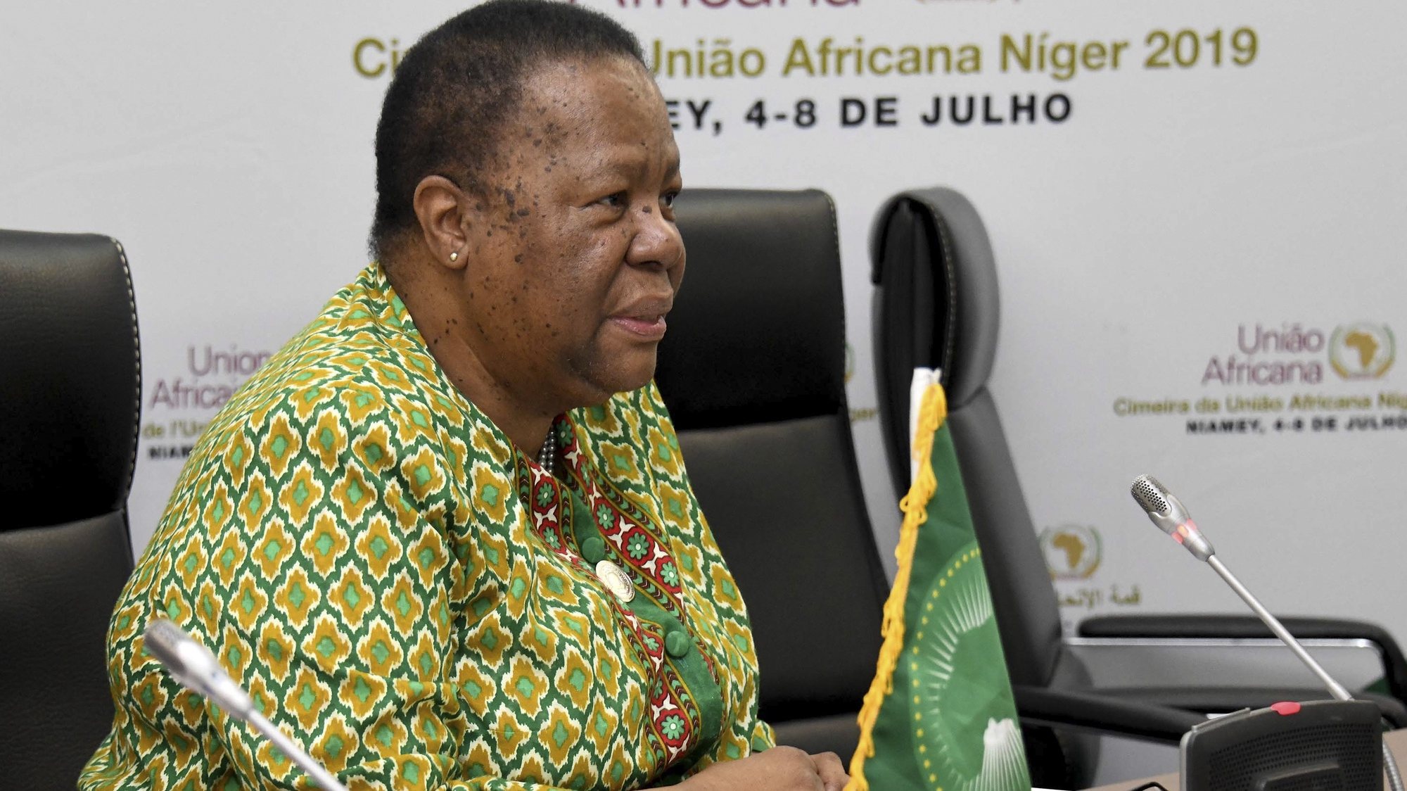 epa07699579 A handout photo made available by the South African Government Communication and Information System (GCIS) shows South Africa&#039;s Minister of International Relations and Cooperation Naledi Pandor attending a meeting on Sudan at the 55th African Union Summit in Niamey, Niger, 06 July 2019. African leaders are in Niger to discuss the African Continental Free Trade Area (AfCFTA).  EPA/JACOLINE SCHOONEES / GCIS / HANDOUT  HANDOUT EDITORIAL USE ONLY/NO SALES