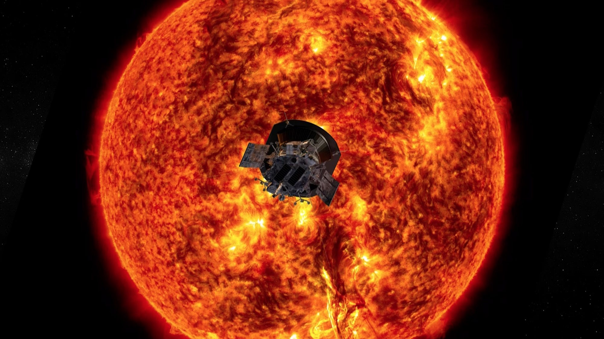 epa08046633 An undated handout photo made available by NASA on 11 August 2018 shows an artists&#039; impression of the Parker Solar Probe (PSP) approaching the Sun (issued 05 December 2019). NASA&#039;s Parker Solar Probe launched to space in August 2018, soon becoming the closest-ever spacecraft to the Sun. With cutting-edge scientific instruments to measure the environment around the spacecraft, Parker Solar Probe has completed three of 24 planned passes through never-before-explored parts of the Sun&#039;s atmosphere, the corona. On 04 December 2019, four new papers in the journal Nature describe what scientists have learned from this unprecedented exploration of our star - and what they look forward to learning next.  EPA/NASA/JOHNS HOPKINS APL HANDOUT  HANDOUT EDITORIAL USE ONLY/NO SALES