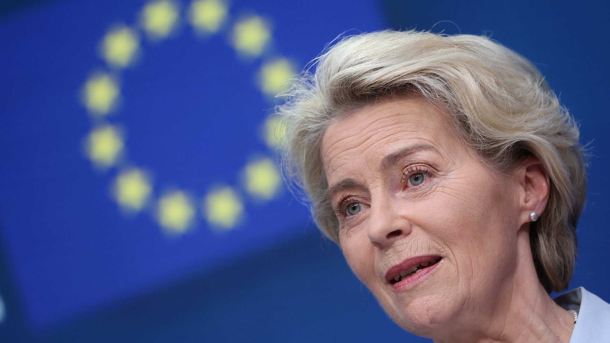 epa10719262 European Commission President Ursula von der Leyen speaks during last press conference on the second day of a European Council in Brussels, Belgium, 30 June 2023. EU leaders are gathering in Brussels for a two-day summit to discuss the latest developments in relation to Russia&#039;s invasion of Ukraine and continued EU support for Ukraine as well as the block&#039;s economy, security, migration and external relations, among other topics.  EPA/OLIVIER HOSLET
