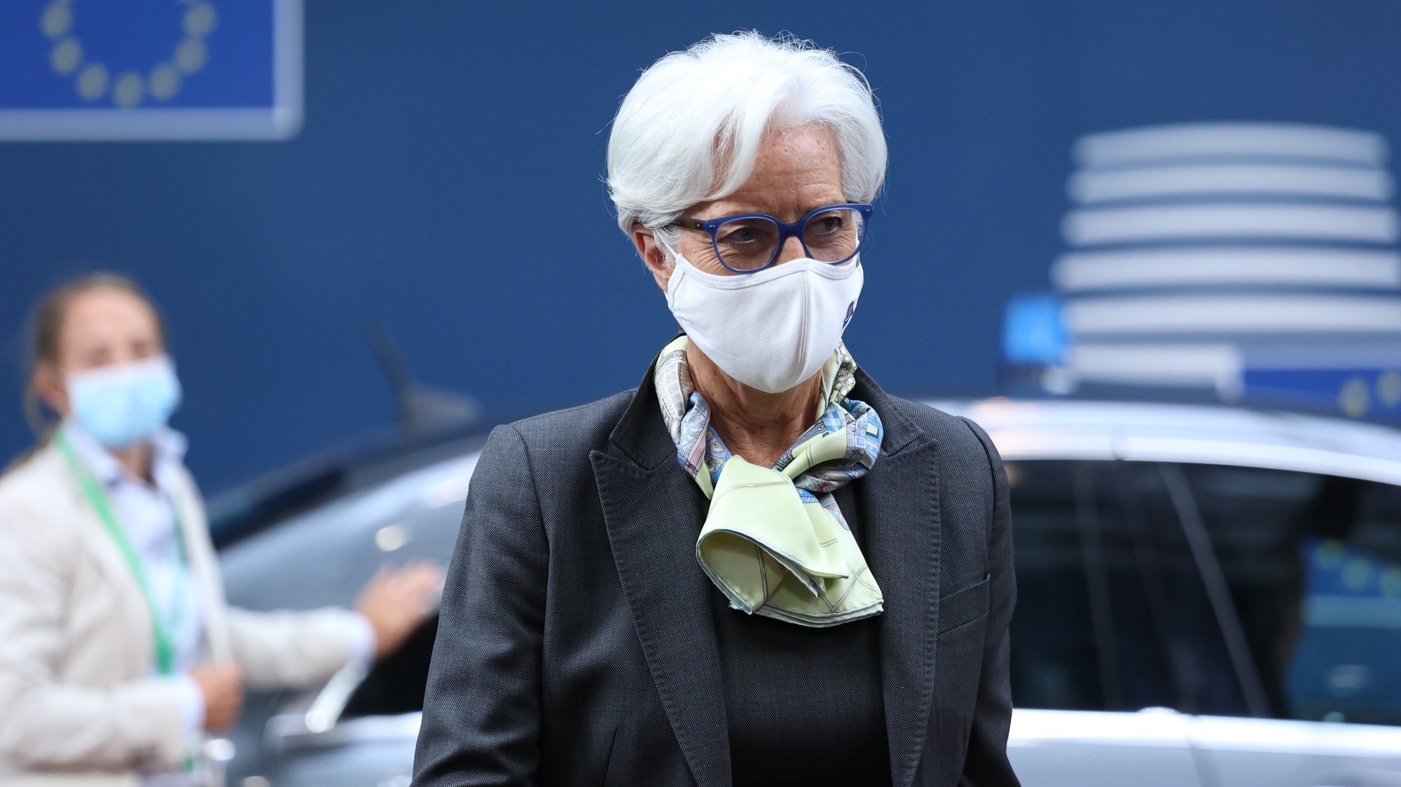 epa09300244 European Central Bank (ECB) President Christine Lagarde arrives on the second day of a European Union (EU) summit at The European Council Building in Brussels, Belgium, 25 June 2021. EU leaders meet in Brussels for two days to discuss COVID-19, economic recovery, migration and external relations.  EPA/ARIS OIKONOMOU / POOL