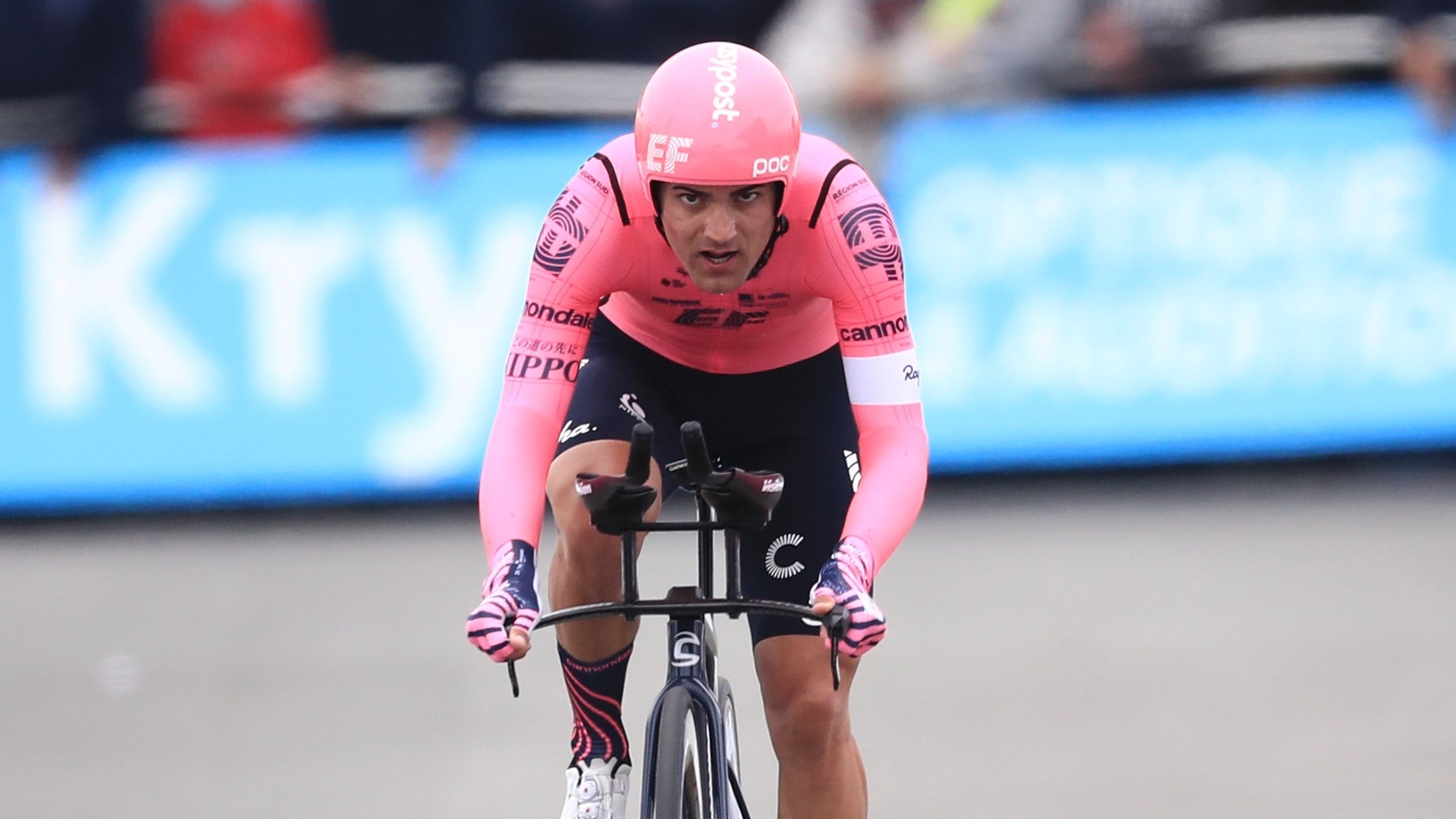 epa09313469 Portuguese rider Ruben Guerreiro of the EF Education-Nippo team approaches the finish line during the 5th stage of the Tour de France 2021, an individual time trial over 27.2 km from Change to Laval Espace Mayenne, France, 30 June 2021.  EPA/Christophe Petit Tesson / POOL