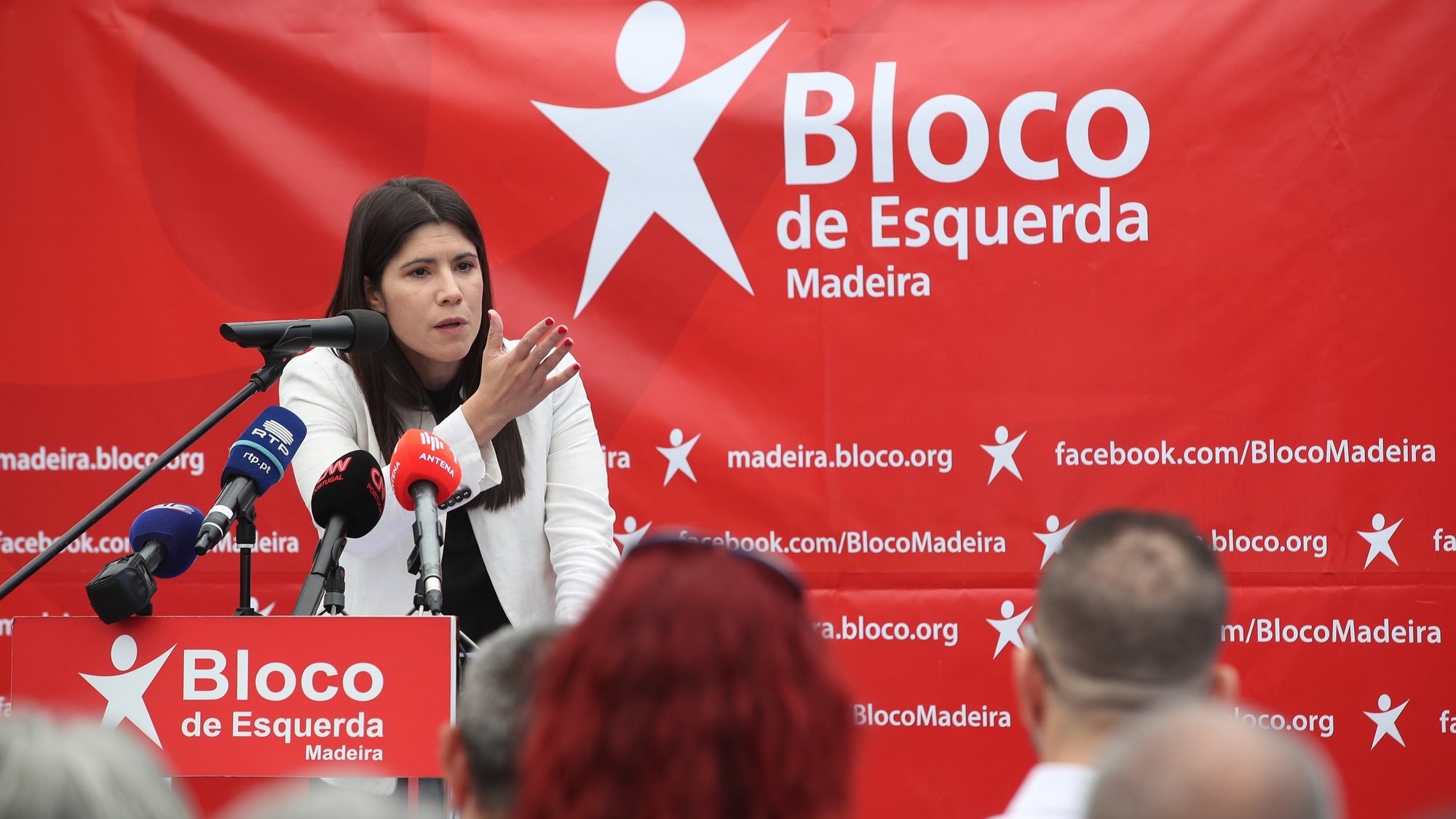Mariana Mortágua, coordenadora do Bloco de Esquerda, durante a apresentação dos candidatos do BE à Assembleia Legislativa da Madeira, no Funchal, 4 de junho de 2023, HOMEM DE GOUVEIA/LUSA