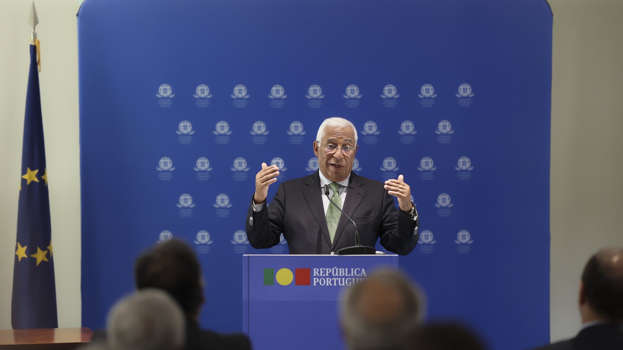 O primeiro-ministro, António Costa, intervém durante a apresentação do reforço do acordo de médio prazo de melhoria dos rendimentos, dos salários e da competitividade, CES-Conselho Económico e Social, em Lisboa, 07 de outubro de 2023. FILIPE AMORIM/LUSA
