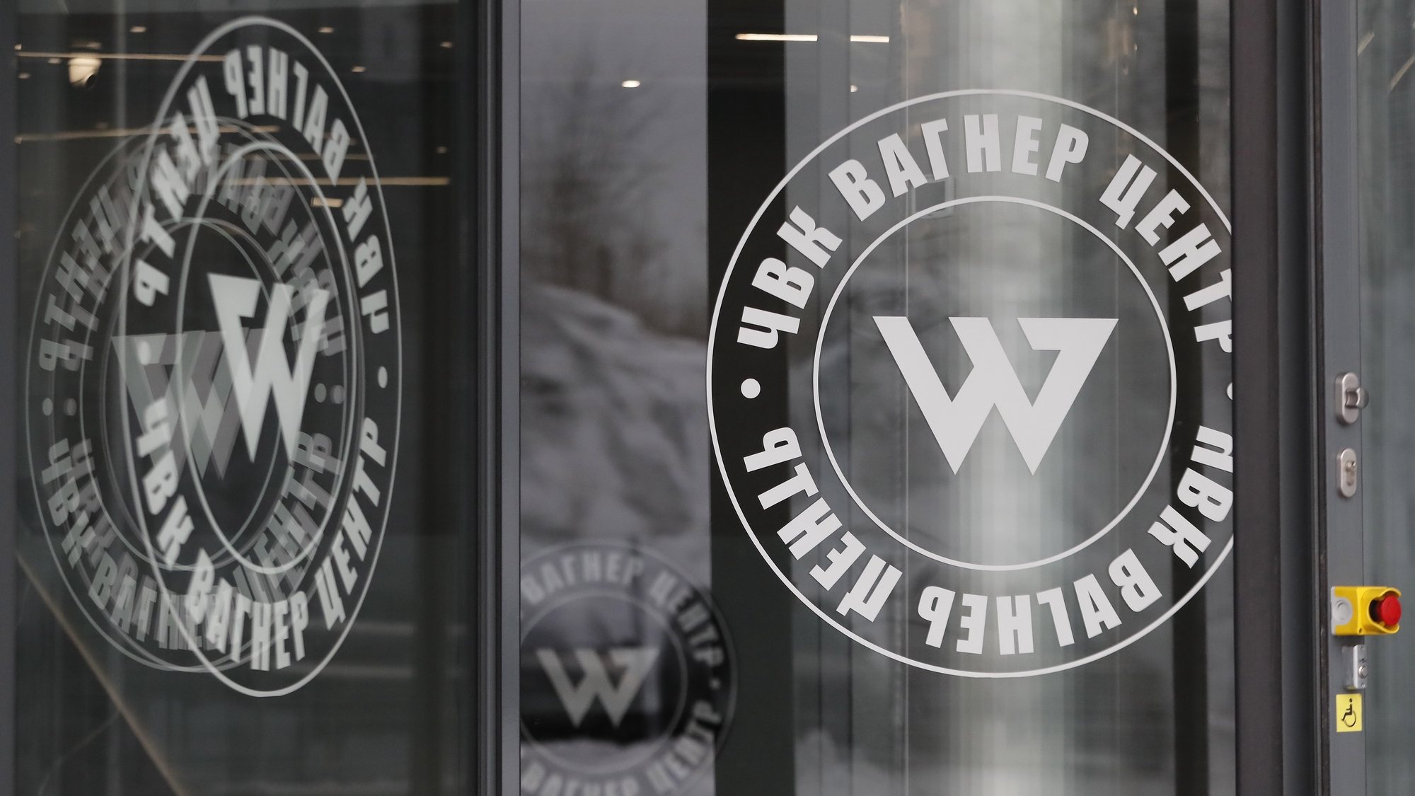 epa10445452 Logos of the PMC Wagner Center pictured at the building, headquarters of the Wagner Group in St. Petersburg, Russia, 03 February 2023. According to a Ukrainian government publication from 03 February 2023, Ukraine&#039;s prosecutor general summoned Evgeny Prigozhin as a suspect in criminal proceedings. Prigozhin according to a US Treasury sanctions announcement leads the Russian private military company PMC Wagner that was sanctioned by the US Treasury on 26 January 2023.  EPA/ANATOLY MALTSEV