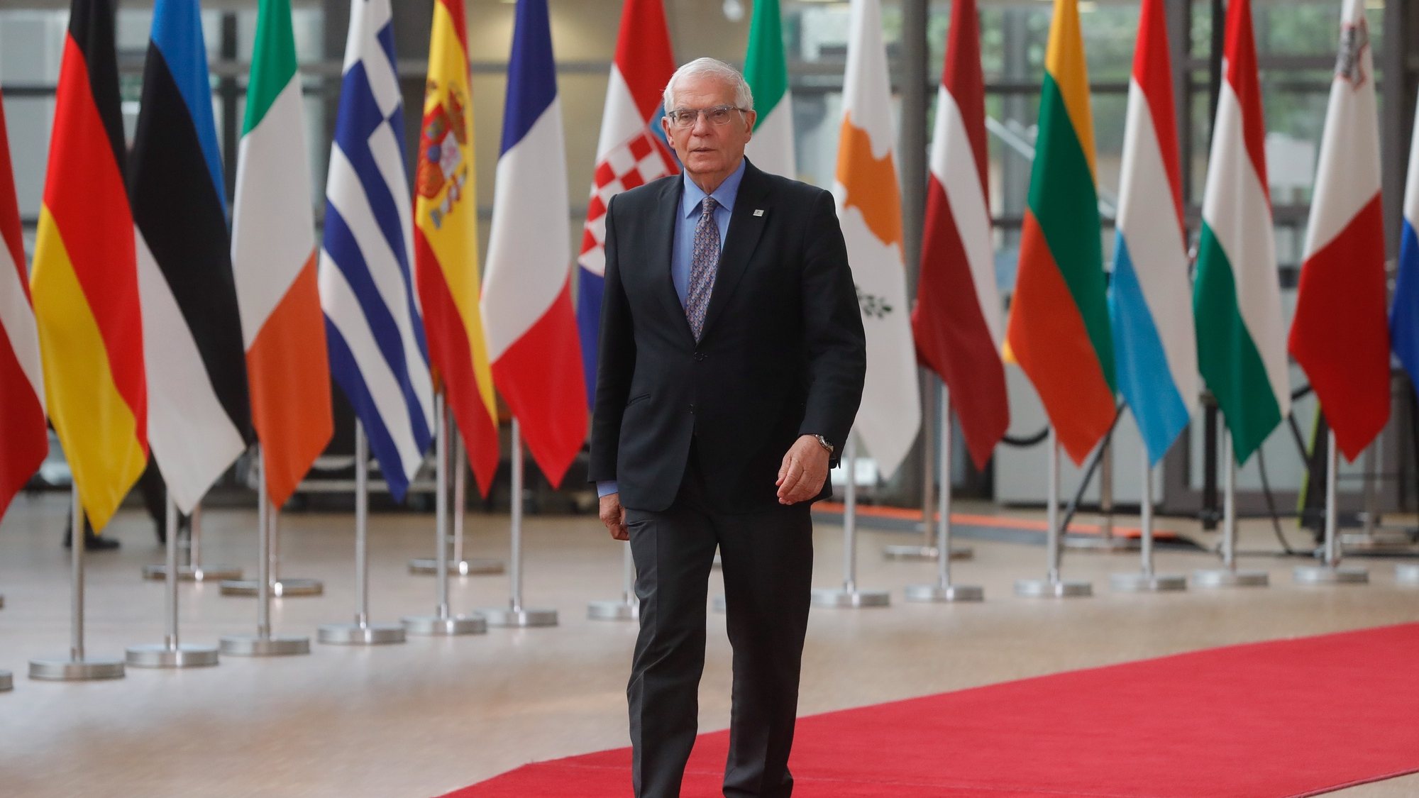epa09986398 High Representative of the European Union for Foreign Affairs and Security Policy, Josep Borrell, arrives at the first day of a Special European Summit on Ukraine at the European Council, in Brussels, Belgium, 30 May 2022.  EPA/STEPHANIE LECOCQ