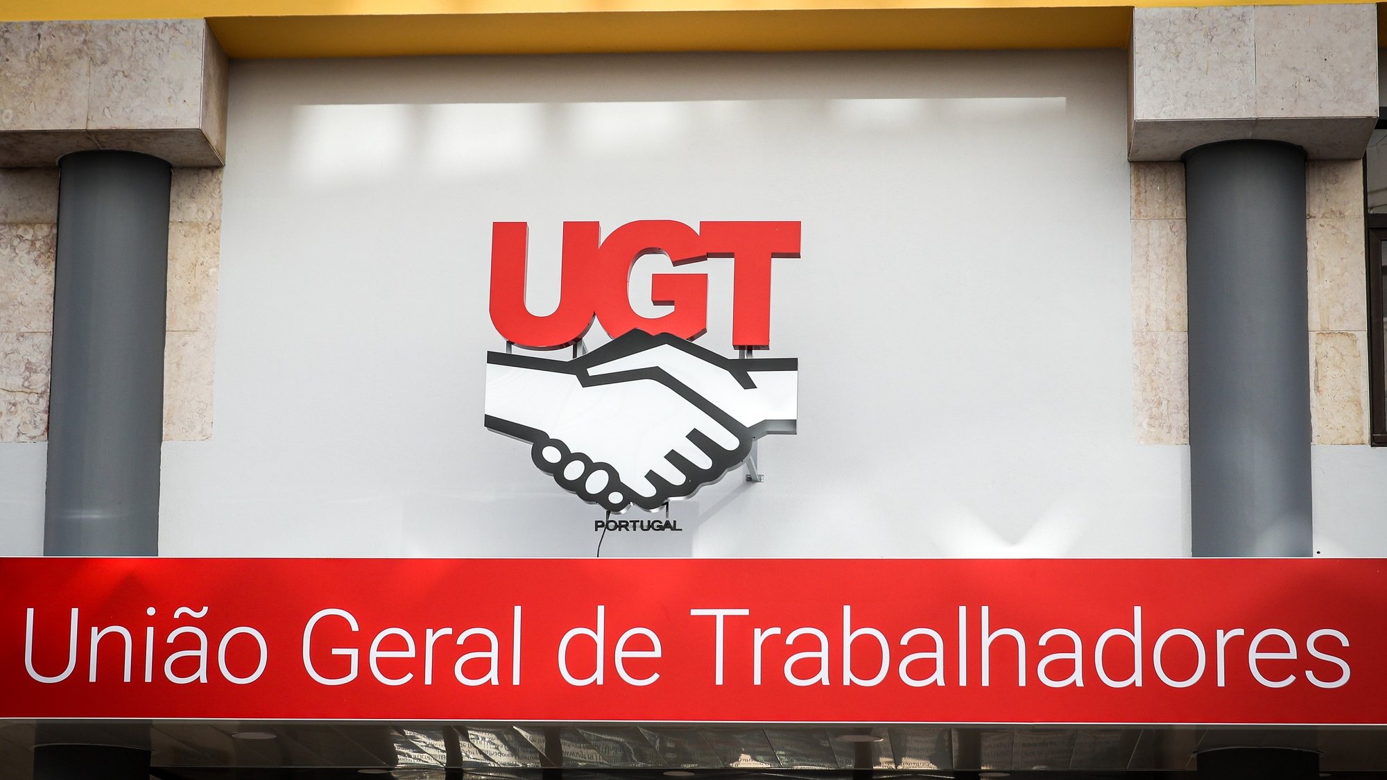 Logótipo da União Geral de Trabalhadores (UGT), Lisboa, 05 de novembro de 2021. ANTÓNIO COTRIM/LUSA