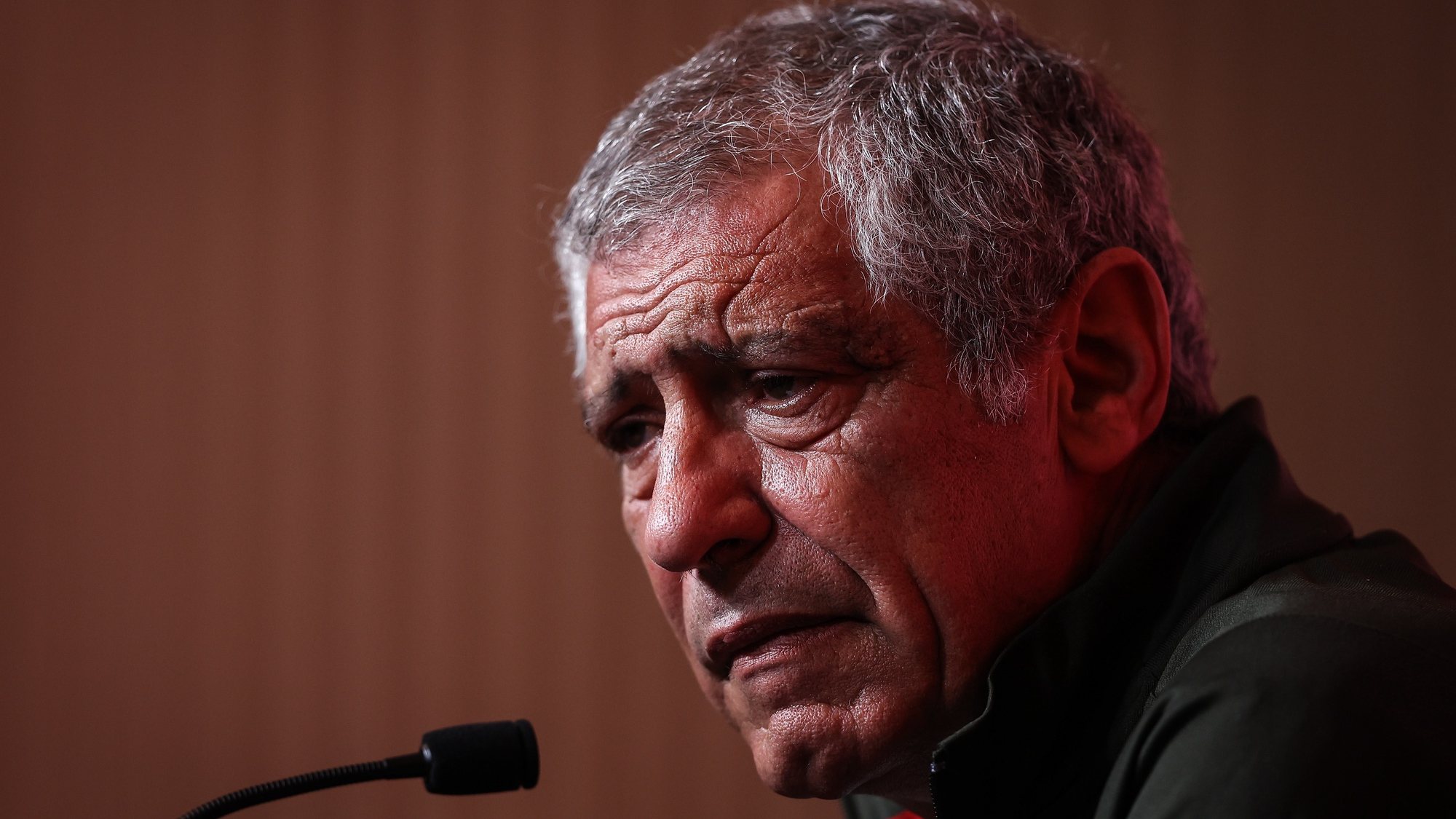 epa10007498 Portugal soccer team head coach Fernando Santos attends a press conference at Cidade do Futebol in Oeiras, outskirts of Lisbon, Portugal, 11 June 2022. Portugal will play against the Switzerland on June 12th for the upcoming UEFA Nations League.  EPA/RODRIGO ANTUNES