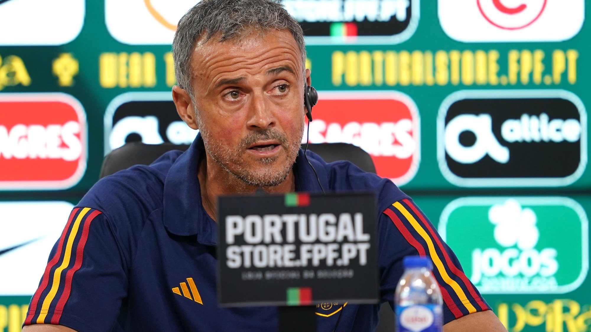 Spain head coach Luis Enrique attends a press conference in Braga, Portugal, 26 September 2022. Spain will face Portugal in their UEFA Nations League soccer match on 27 September 2022. HUGO DELGADO/LUSA