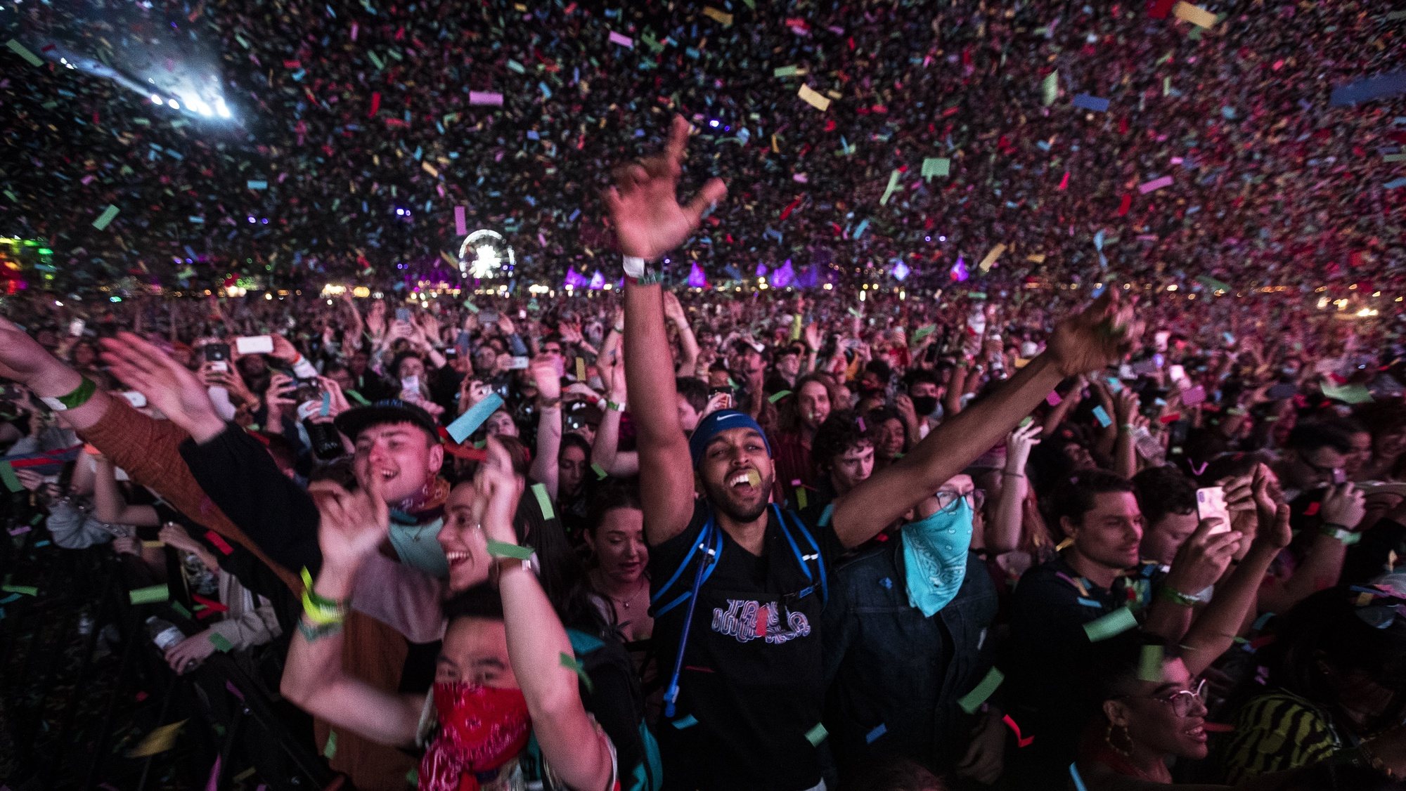 epa08974292 (FILE) - Confetti falls on the crowd as Australian band Tame Impala performs on stage during the Coachella Valley Music and Arts Festival in Indio near Palm Spring, California, USA, late 20 April 2019 (reissued 30 January 2021). The Riverside County Public Health Office announced on 29 January that the Coachella Festival and the Stagecoach Festival, both scheduled for April 2021, have been cancelled over coronavirus woes. The two festivals had already been postponed in April 2020 during the early stages of the Covid-19 pandemic.  EPA/ETIENNE LAURENT