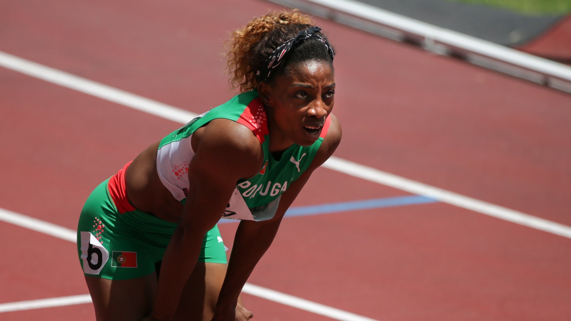 A atleta portuguesa Lorène Bazolo qualificou-se para as semifinais da prova dos 200 metros dos Jogos Olímpicos Tóquio2020, ao terminar em segundo lugar na quinta série de eliminatórias, com o tempo de 23,21 segundos, no Estádio Olimpico de Tóquio, 02 de agosto de 2021. TIAGO PETINGA/LUSA