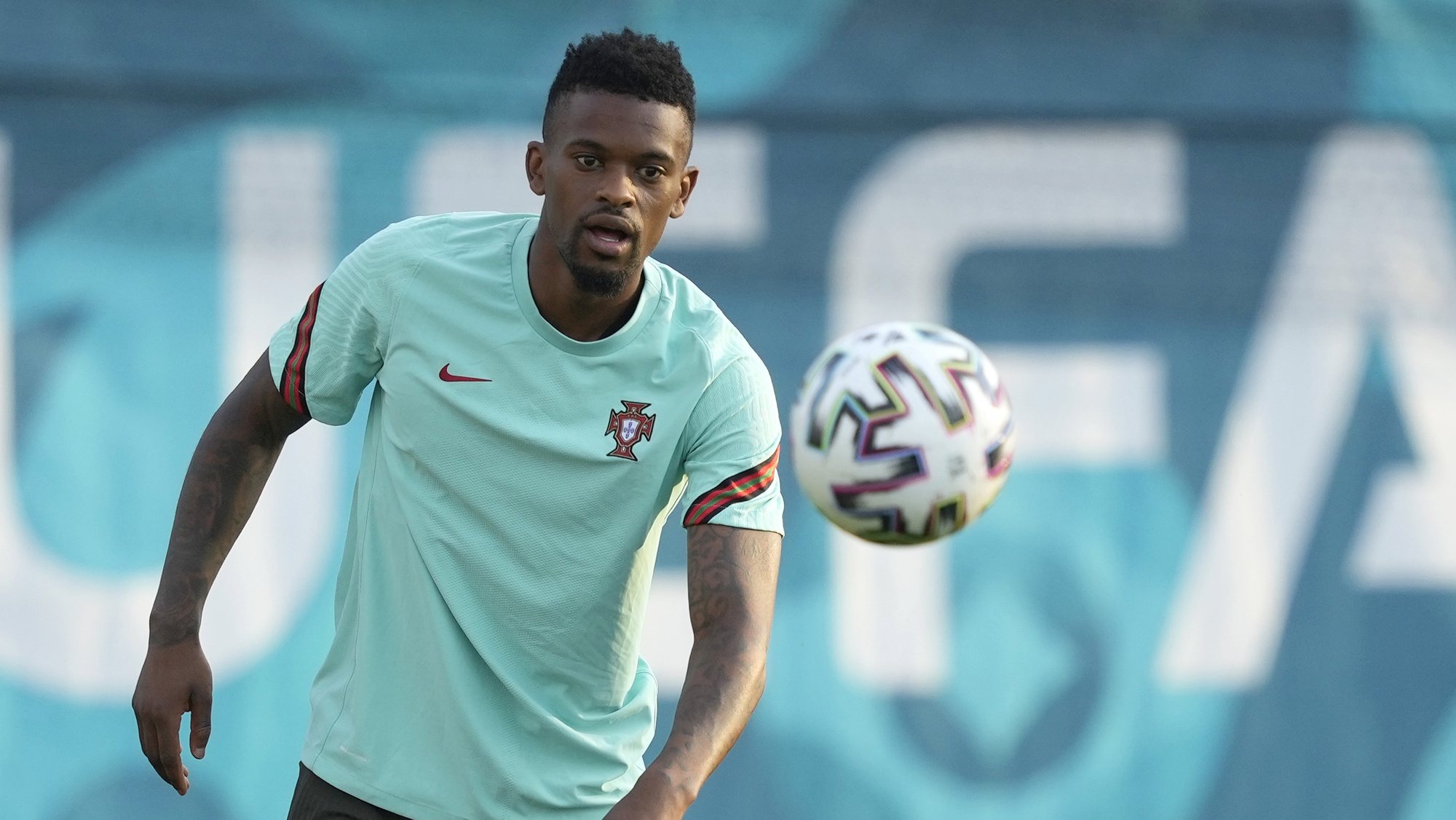 Portugal´s national soccer team players Nélson Semedo, during a training session at the Illovszky Rudolf Stadium, Hungay, 22 June 2021. Portugal will face France in their UEFA EURO 2020 group F round soccer match on 23 June 2021. HUGO DELGADO/LUSA