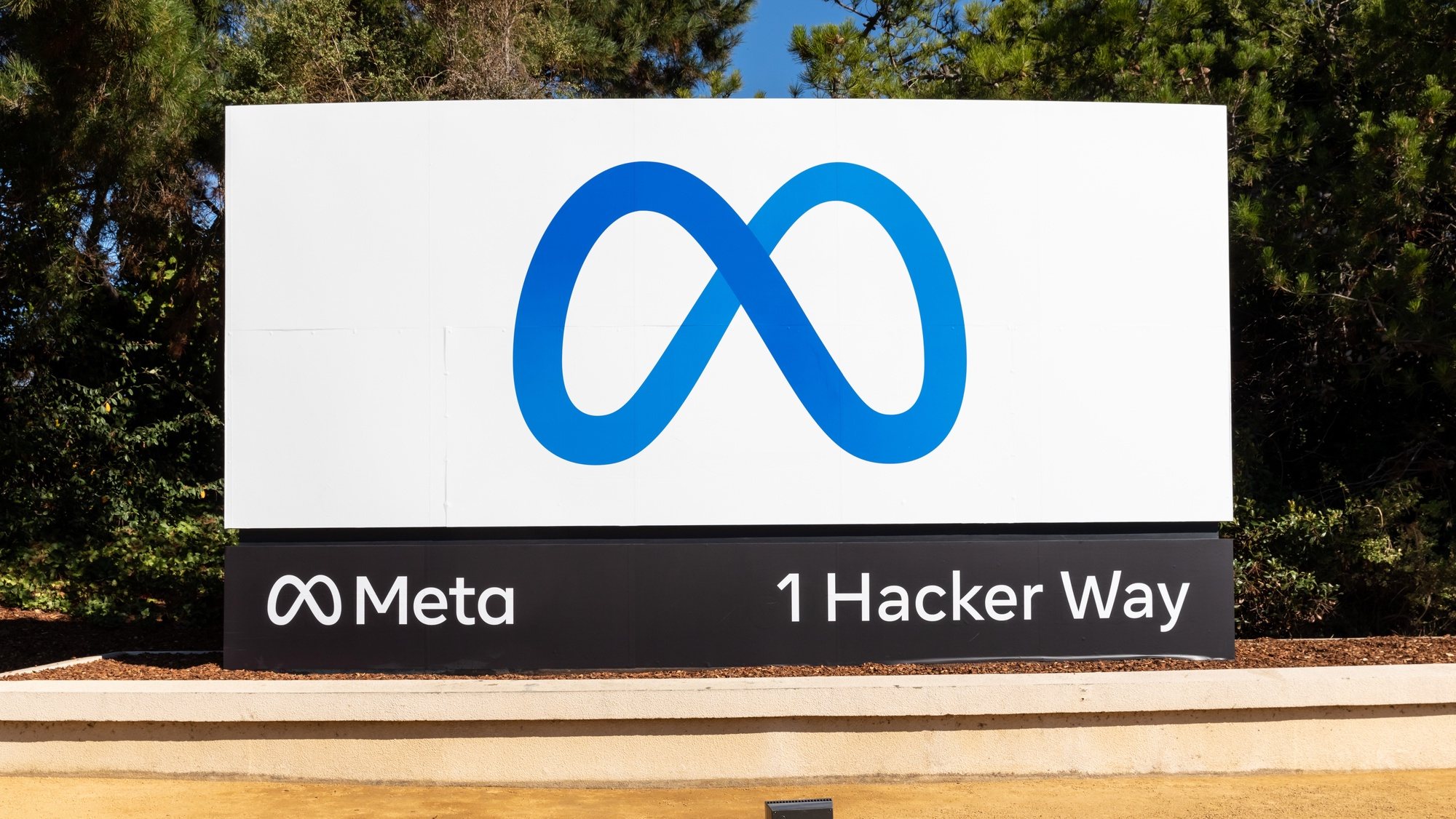 O logotipo da Meta, empresa do Facebook