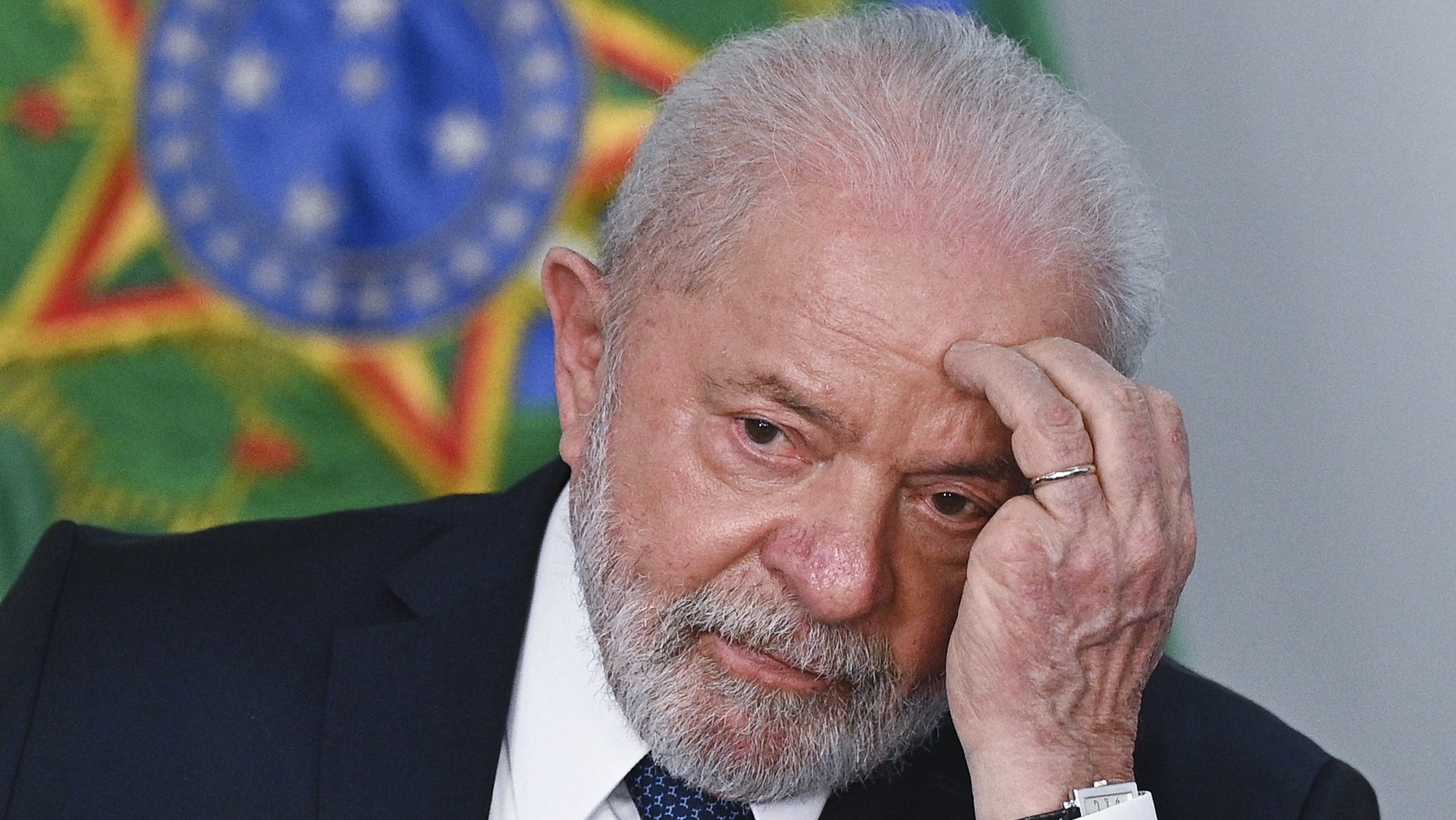 epa10653619 Brazil&#039;s President Luiz Inacio Lula da Silva reacts during a meeting with representatives of the automotive sector, at the Planalto Palace in Brasilia, Brazil, 25 May 2023. The Brazilian government will reduce the tax burden on cars worth less than 120,000 Brazilian real (about 24,000 US dollar) by up to 10.79 percent to try to make them cheaper and boost the sector, Vice President Geraldo Alckmin announced on 25 May. The announcement was made after a meeting led by the Brazilian president, Luiz Inacio Lula da Silva, with the representatives of the automotive sector and with the unions of the sector, to seek incentives that promote this industry and make vehicles more accessible for the population.  EPA/ANDRE BORGES