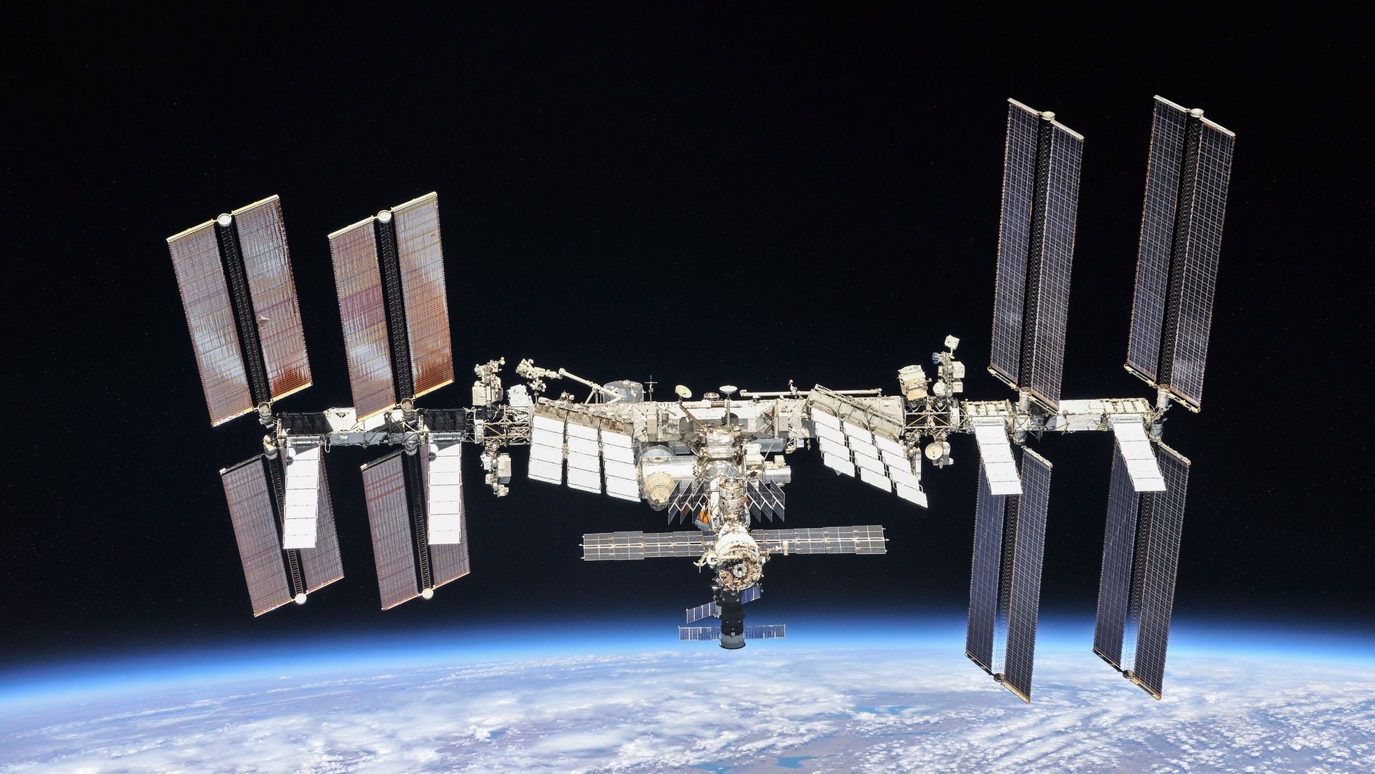 epa09584865 (FILE) - An undated handout file picture made available by the National Aeronautics and Space Administration (NASA) shows the International Space Station (issued 16 November 2021). NASA announced that on 15 November 2021, the International Space Station (ISS) Flight Control team was notified of indications of a satellite breakup that may create sufficient debris -- generated by a Russian Anti-Satellite (ASAT) test against one of its own satellites -- to pose a conjunction threat to the station. NASA Administrator Bill Nelson released a statement about the incident saying that due the debris generated by &#039;the dangerous Russian ASAT test, ISS astronauts and cosmonauts undertook emergency procedures for safety.&#039; A press statement by US Secretary of State Antony Blinken also condemned Russia&#039;s test.  EPA-EFE/NASA HANDOUT  HANDOUT EDITORIAL USE ONLY/NO SALES