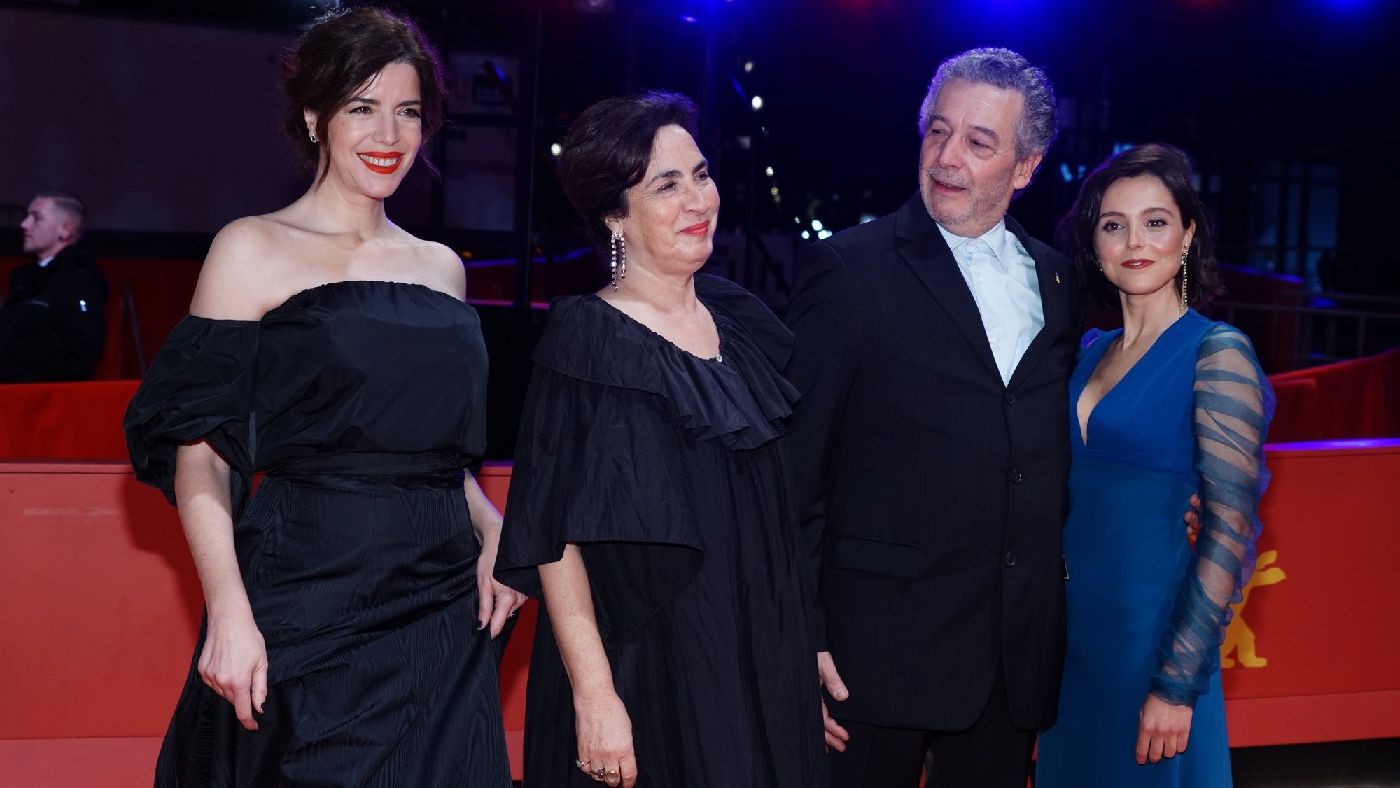 epa10484399 (L-R) Anabela Moreira, Rita Blanco, Joao Canijo, and Madalena Almeida arrive for the premiere of the movie &#039;Mal Viver&#039; (Bad Living) during the 73rd Berlin International Film Festival &#039;Berlinale&#039;, in Berlin, Germany, 22 February 2023. The in-person event runs from 16 to 26 February 2023.  EPA/CLEMENS BILAN
