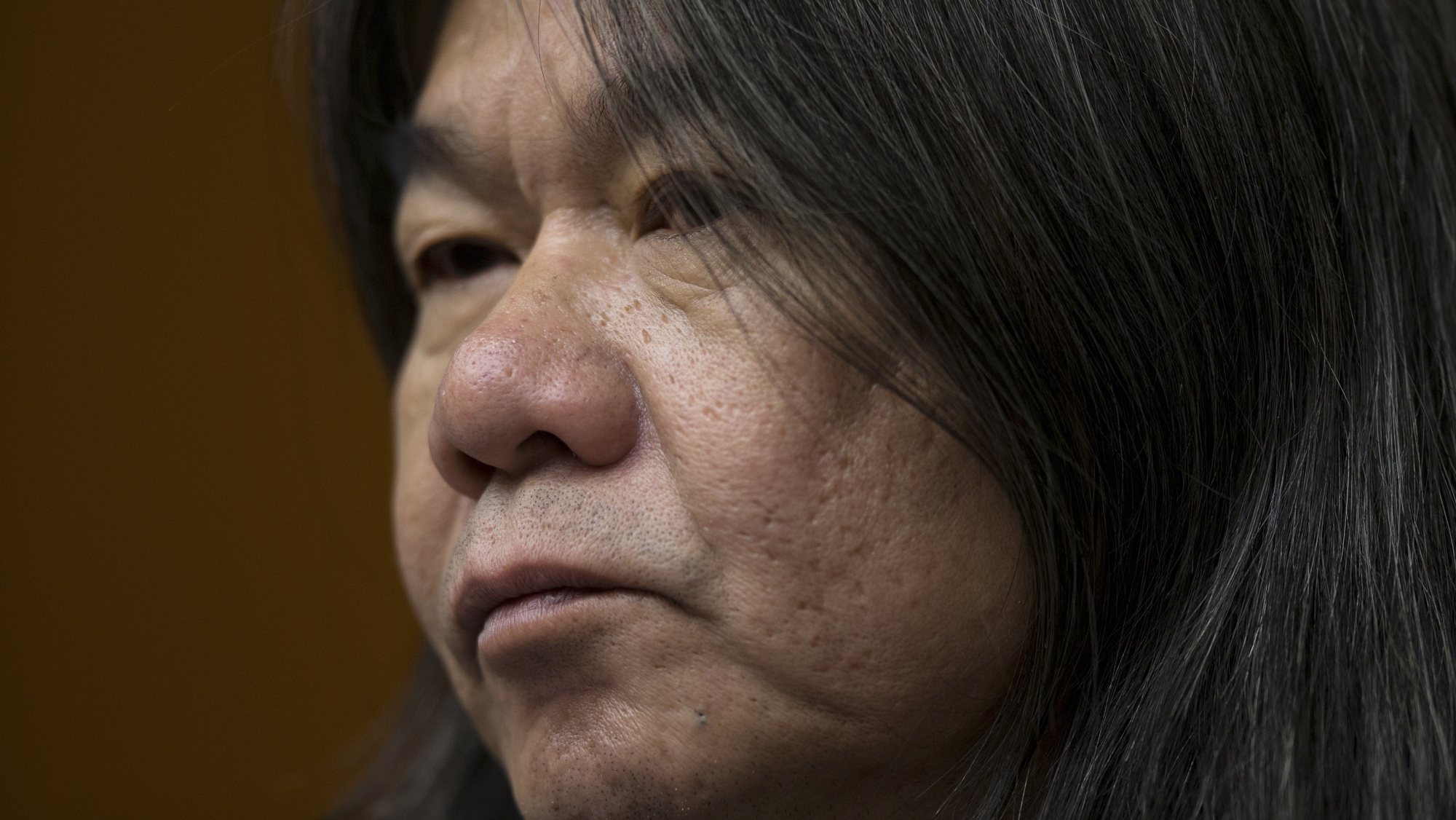 epa09439984 (FILE) - Leung Kwok-hung, also known as Long Hair, a pro-democracy lawmaker and founder of the League of Social Democrats, speaks during a press conference at the Legislative Council in Hong Kong, China, 08 February 2017 (reissued 01 September 2021). Seven prominent pro-democracy activists, Leung Kwok-hung, were sentenced on 01 September to up to 16 months in jail for their role in an unauthorized assembly in October 2019.  EPA/JEROME FAVRE *** Local Caption *** 56524242