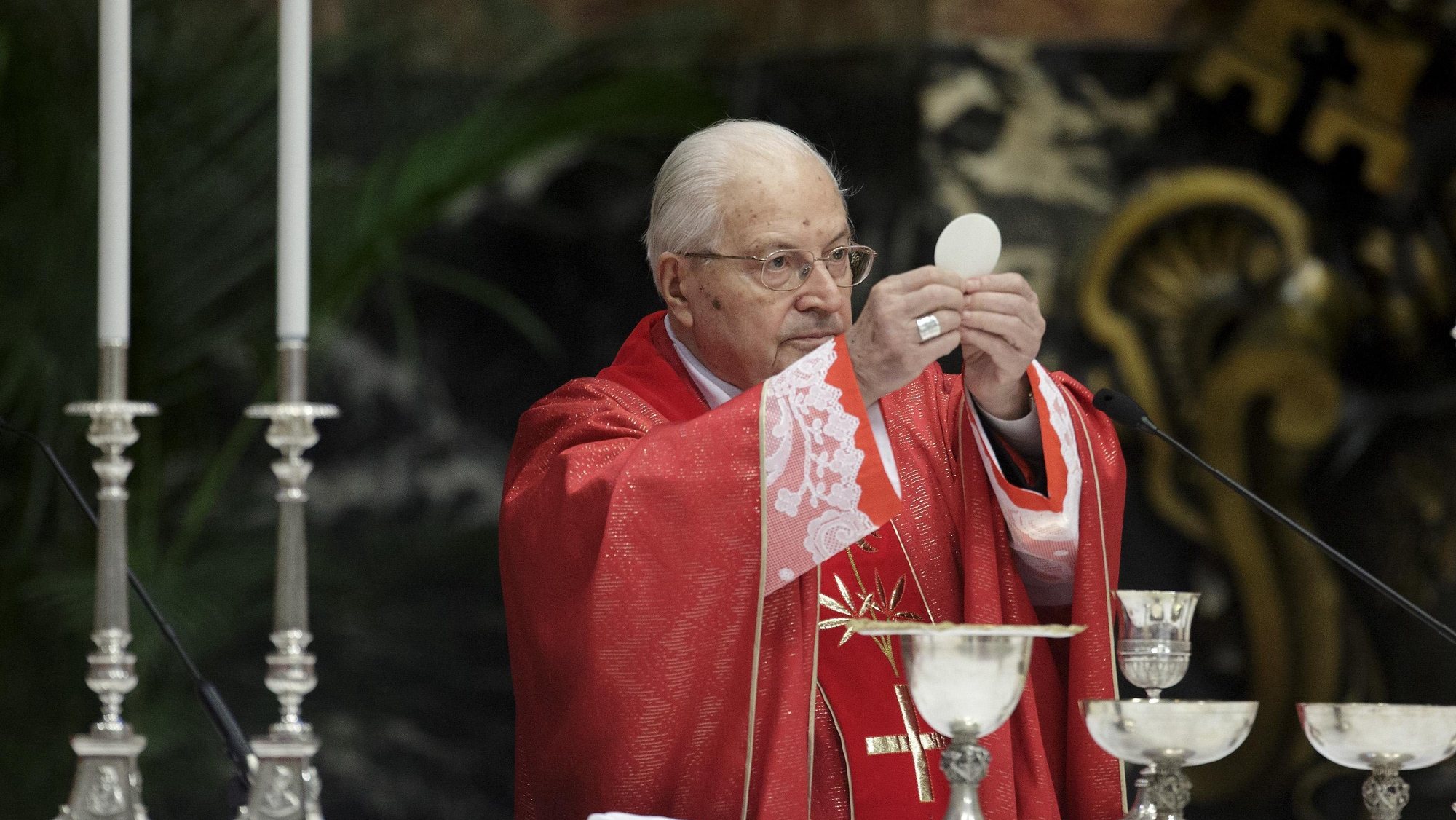 epa06401834 Cardinal Angelo Sodano celebrates the funeral ceremony for Cardinal Bernard Francis Law in St. Peter&#039;s Basilica, Vatican, 21 December 2017. Cardinal Bernard Law died at the age of 86 in Rome, Italy. Law was an influential figure in the US Catholic church, but fell from grace after a 2002 media report revealed that Law shuffled priest accused of sexual abuse from parish to parish for years without alerting law enforcement authorities or the families of the abused. The fallout resulted in Law&#039;s eventual resignation.  EPA/Donatella Giagnori