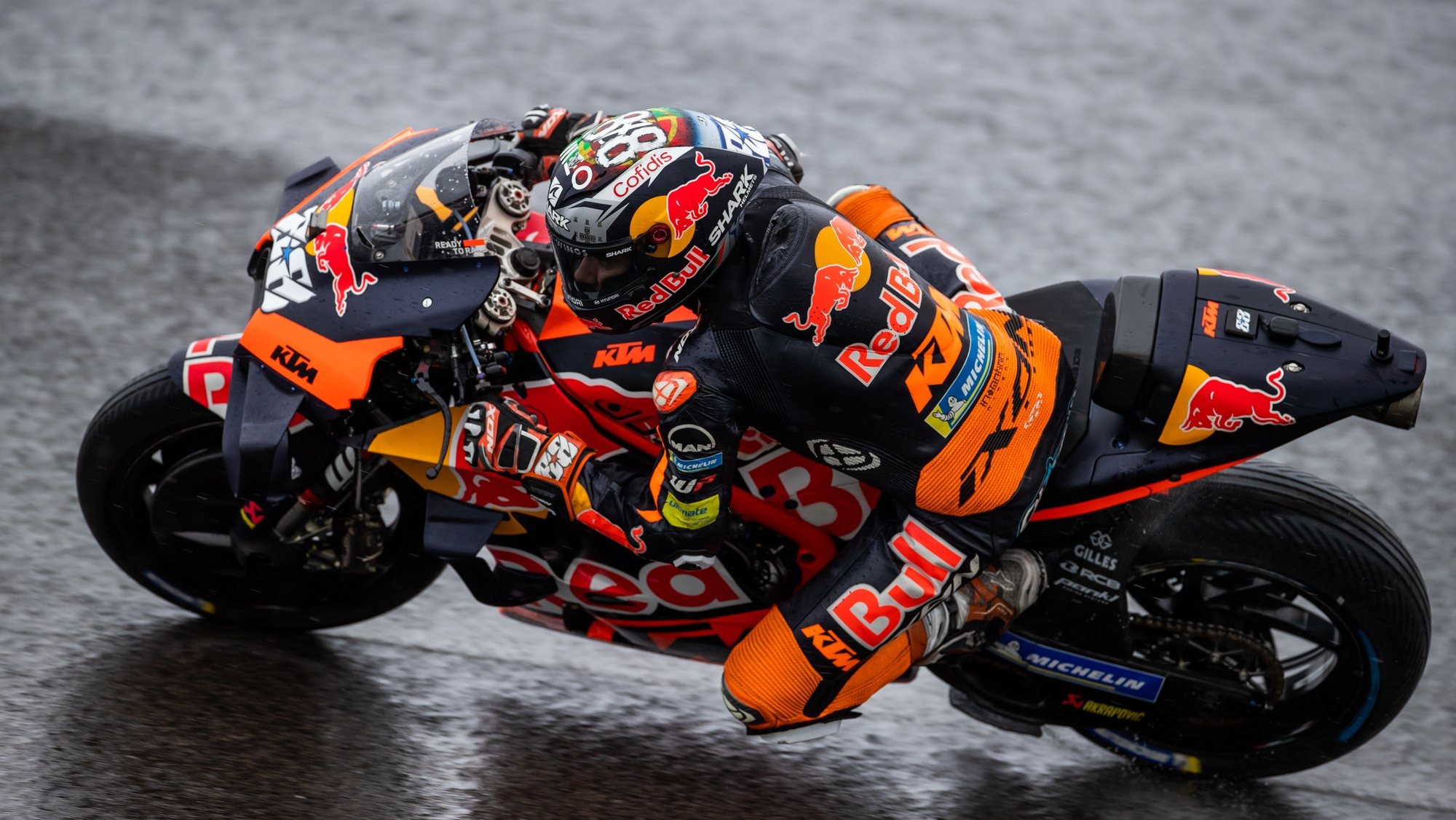Portuguese rider Miguel Oliveira of Red Bull KTM Factory Racing team in action during the second practice session for the Grand Prix of Portugal at the Algarve International race track, Portimao, south of Portugal, 22 April 2022. JOSE SENA GOULAO/LUSA