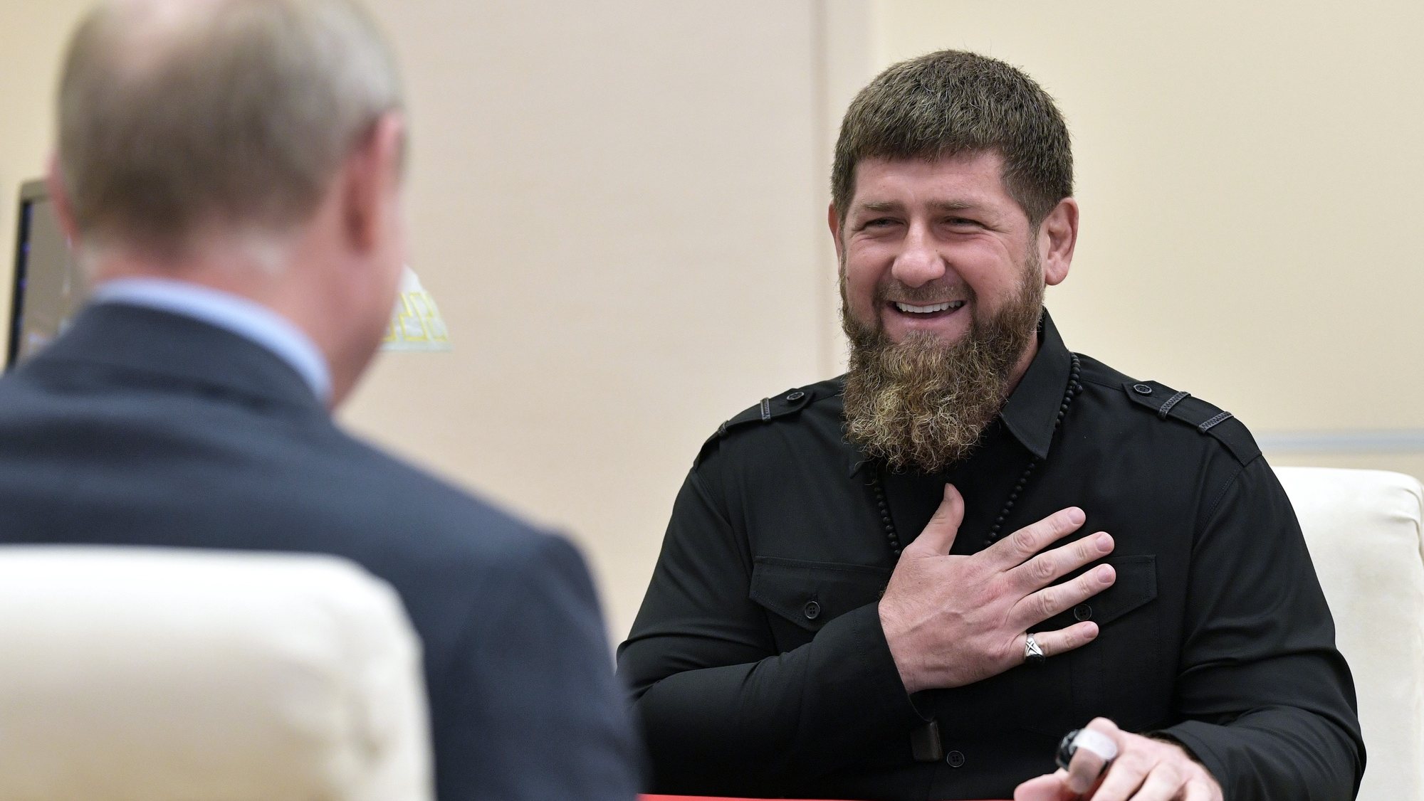 O Presidente Putin com o seu homólogo da Chechénia Ramzan Kadyrov. Moscovo, Rússia, 31 de agosto de 2019