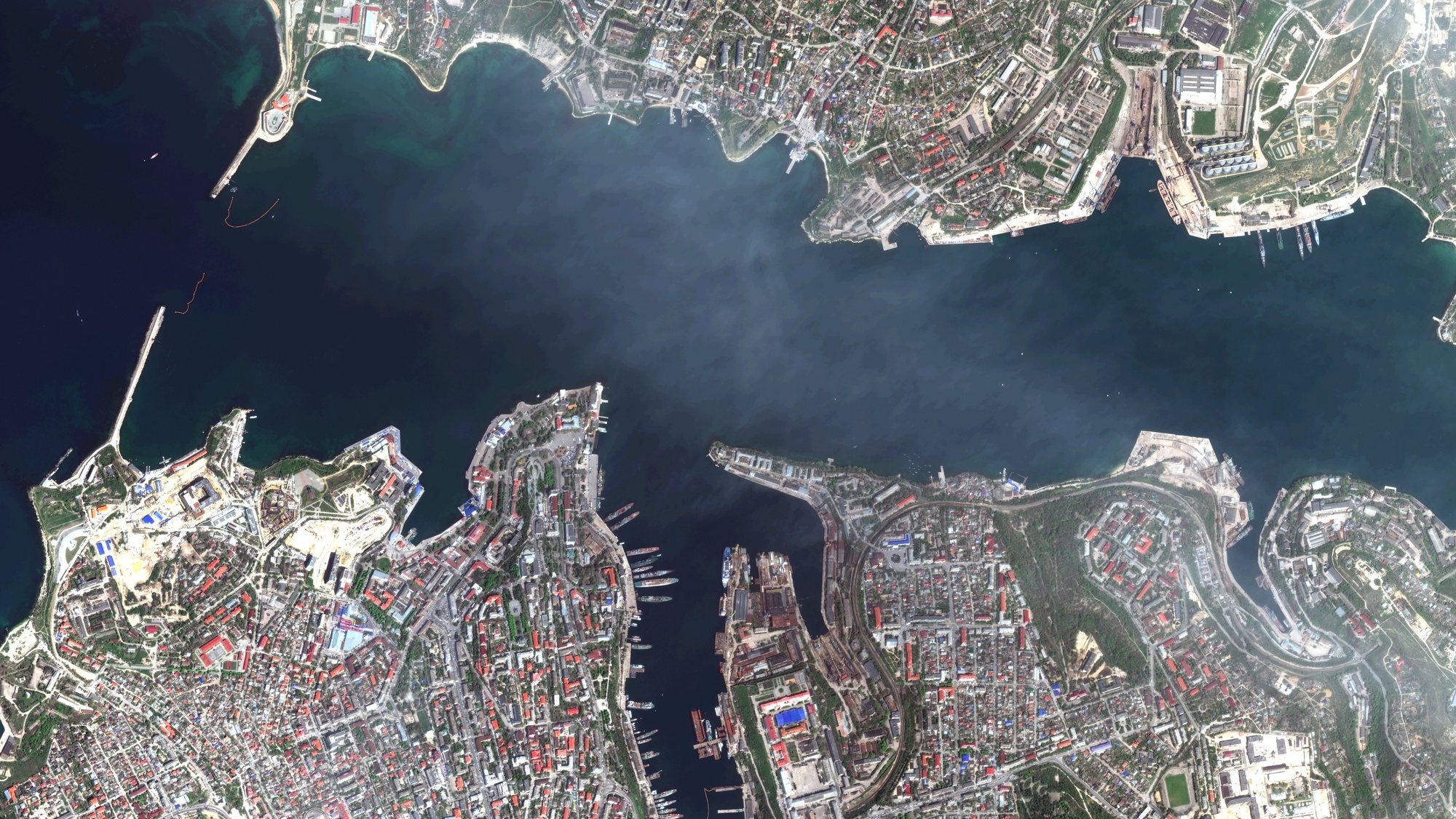 epa09917189 A handout satellite image made available by Maxar Technologies shows a general view of the Black Sea port of Sevastopol, Crimea, 29 April 2022.  EPA/MAXAR TECHNOLOGIES HANDOUT -- MANDATORY CREDIT: SATELLITE IMAGE 2022 MAXAR TECHNOLOGIES -- THE WATERMARK MAY NOT BE REMOVED/CROPPED -- HANDOUT EDITORIAL USE ONLY/NO SALES