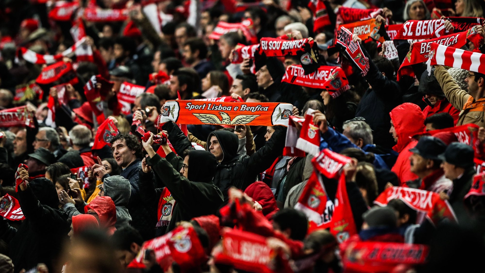 Benfica&#039;s supporters celebrate after their team won against Nacional (10-0) at the end of the Portuguese First League soccer match held at Luz Stadium in Lisbon, Portugal, 10 February 2019. MARIO CRUZ/LUSA